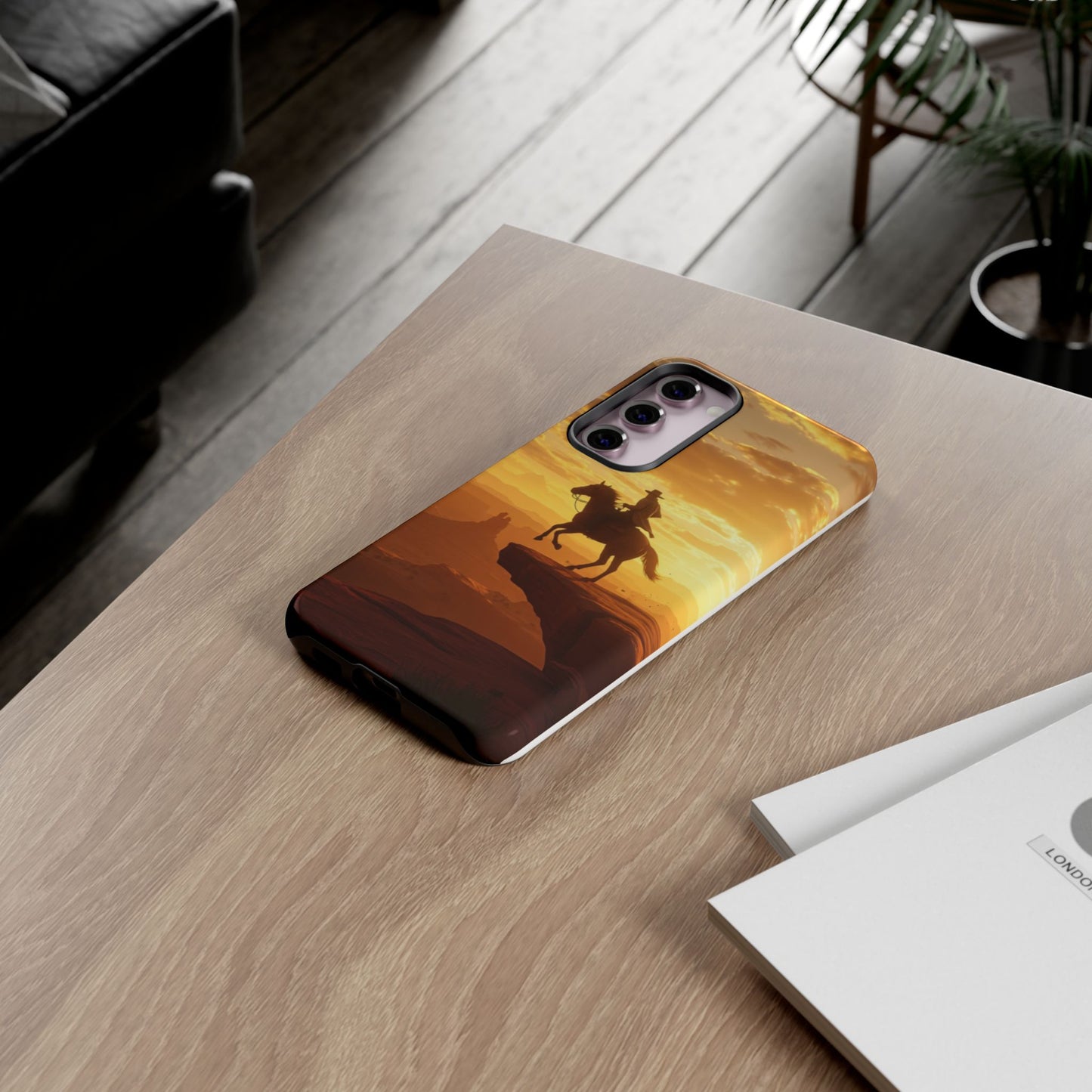 Sunset Horse Rider Phone Case, Western Art Cover, Tough Shell, Ideal Gift for Horse Lovers, Scenic Phone Accessories