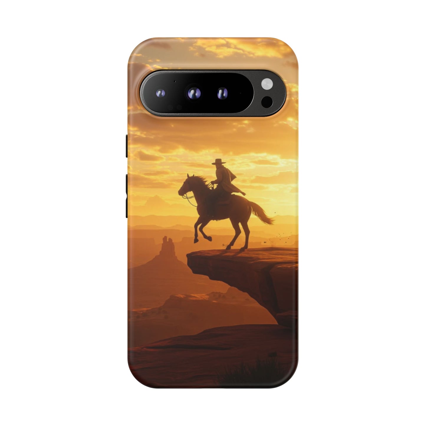 Sunset Horse Rider Phone Case, Western Art Cover, Tough Shell, Ideal Gift for Horse Lovers, Scenic Phone Accessories