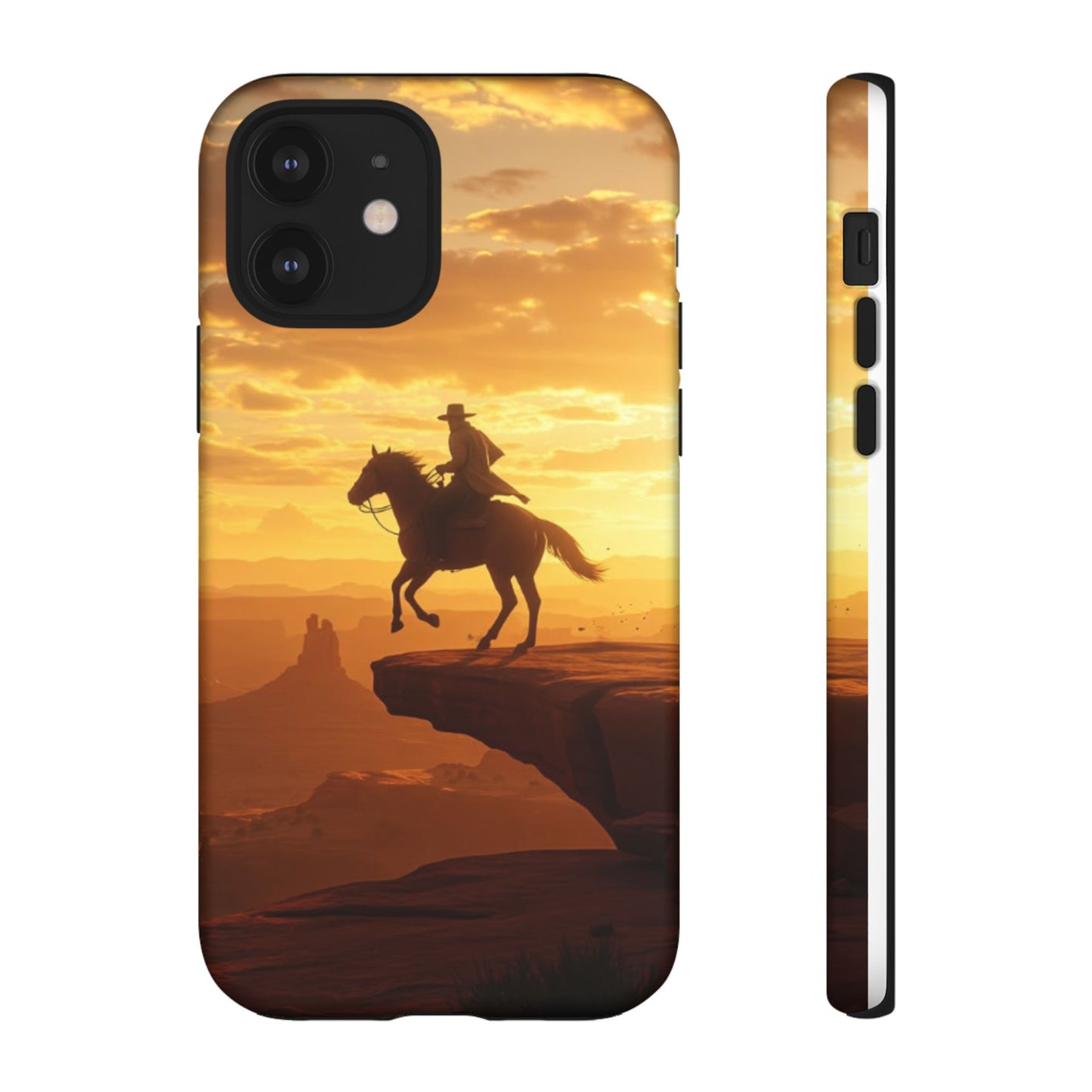 Sunset Horse Rider Phone Case, Western Art Cover, Tough Shell, Ideal Gift for Horse Lovers, Scenic Phone Accessories