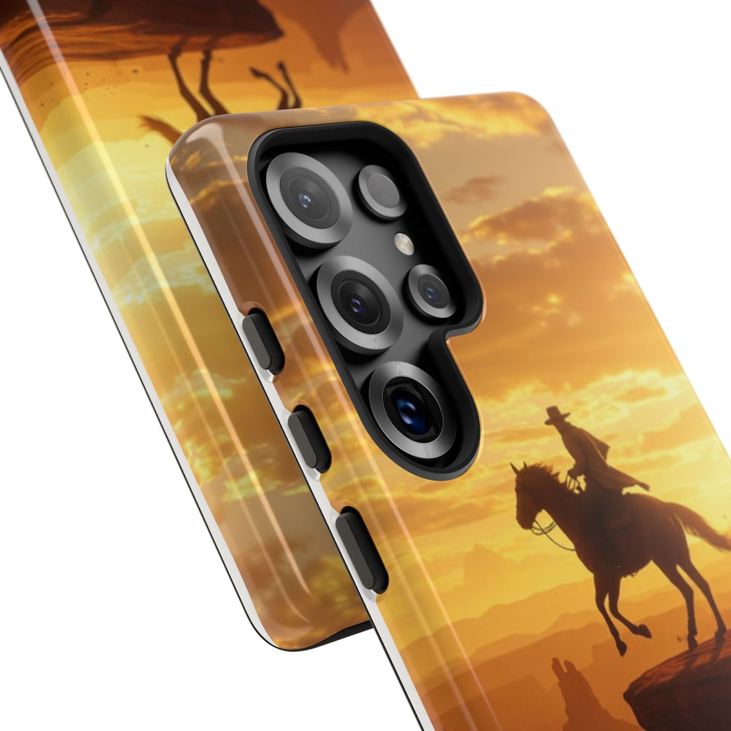 Sunset Horse Rider Phone Case, Western Art Cover, Tough Shell, Ideal Gift for Horse Lovers, Scenic Phone Accessories