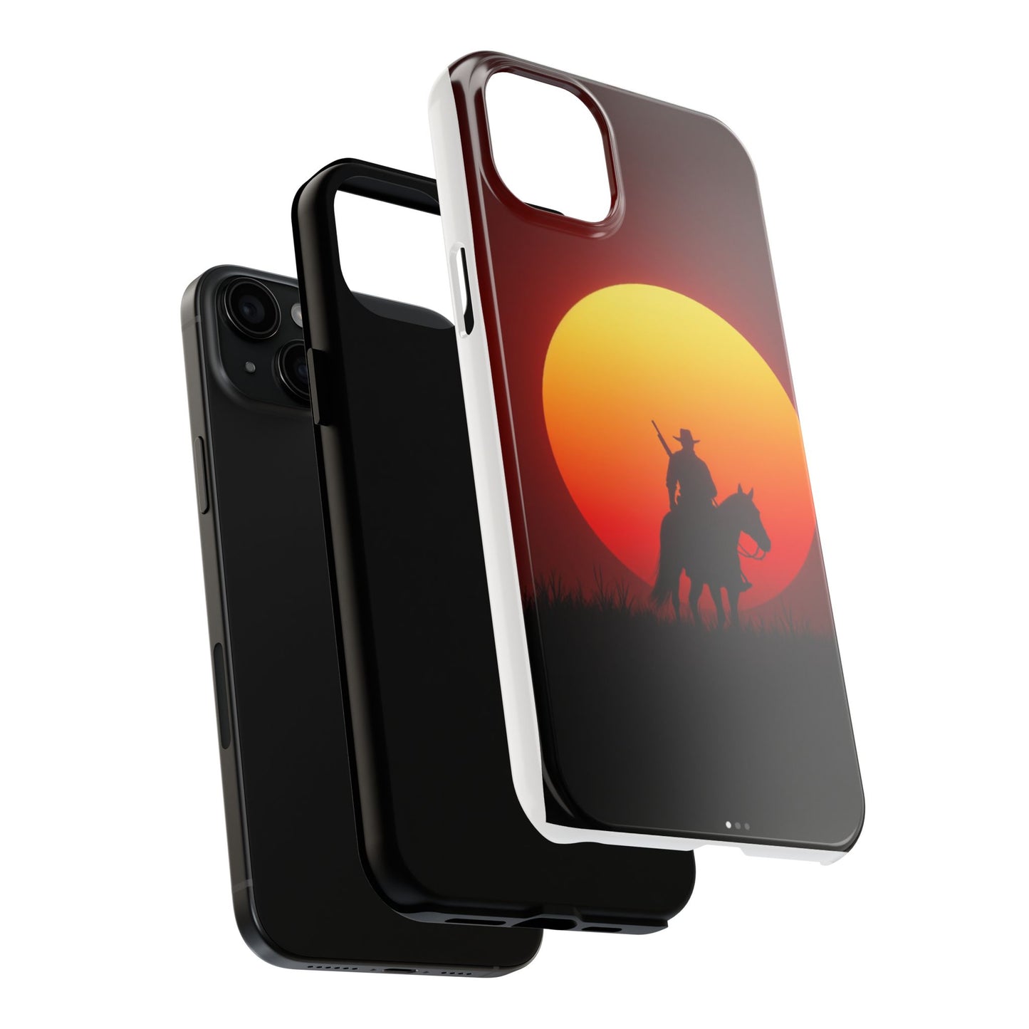 Sunset Cowboy Tough Phone Cases, Western Style Phone Cover, Unique Gift for Horse Lovers, Adventure Accessories, Durable Phone Protection