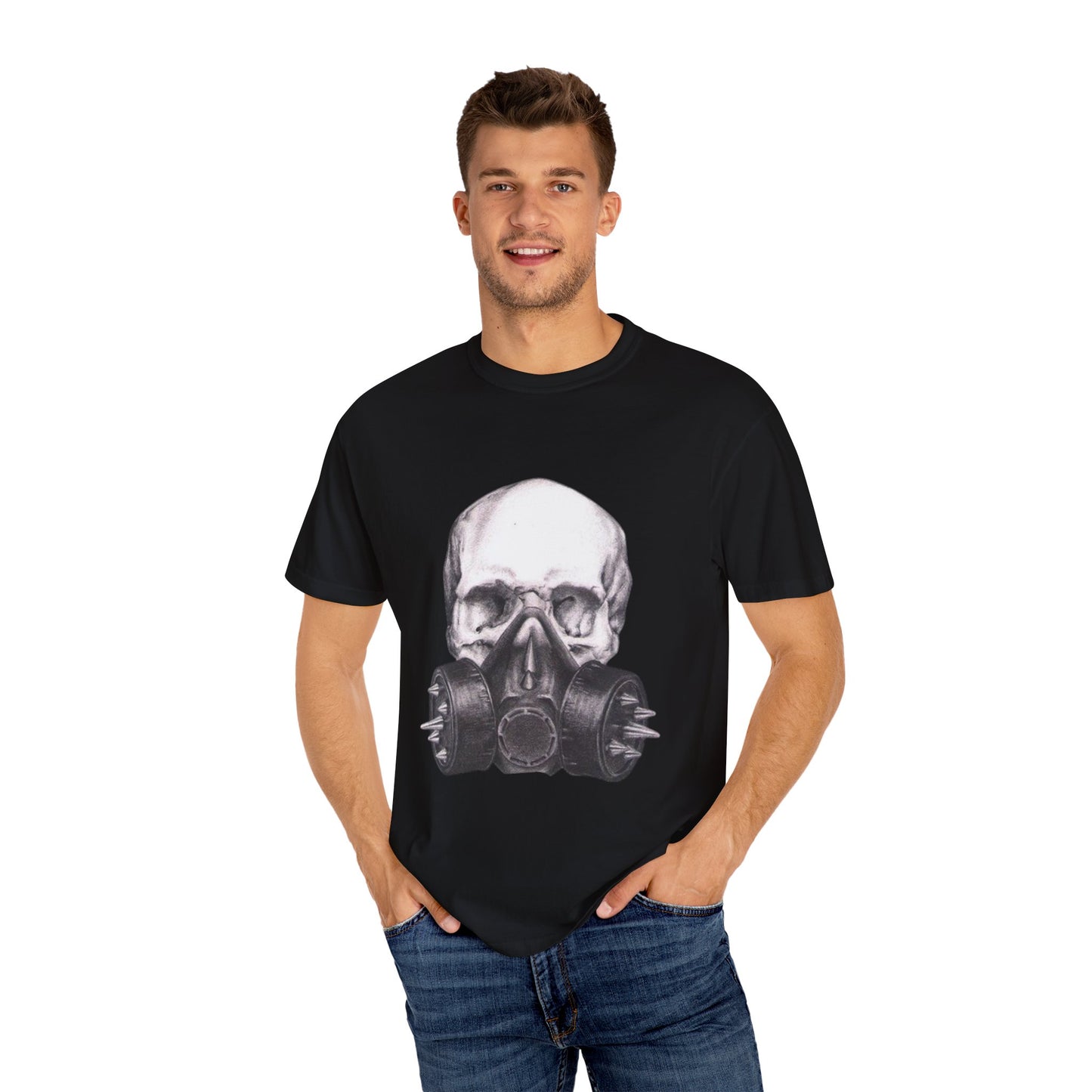 Edgy Skull Gas Mask T-shirt | Unisex Punk Apparel, Streetwear, Alternative Fashion, Music Festival Gear, Unique Graphic Tee