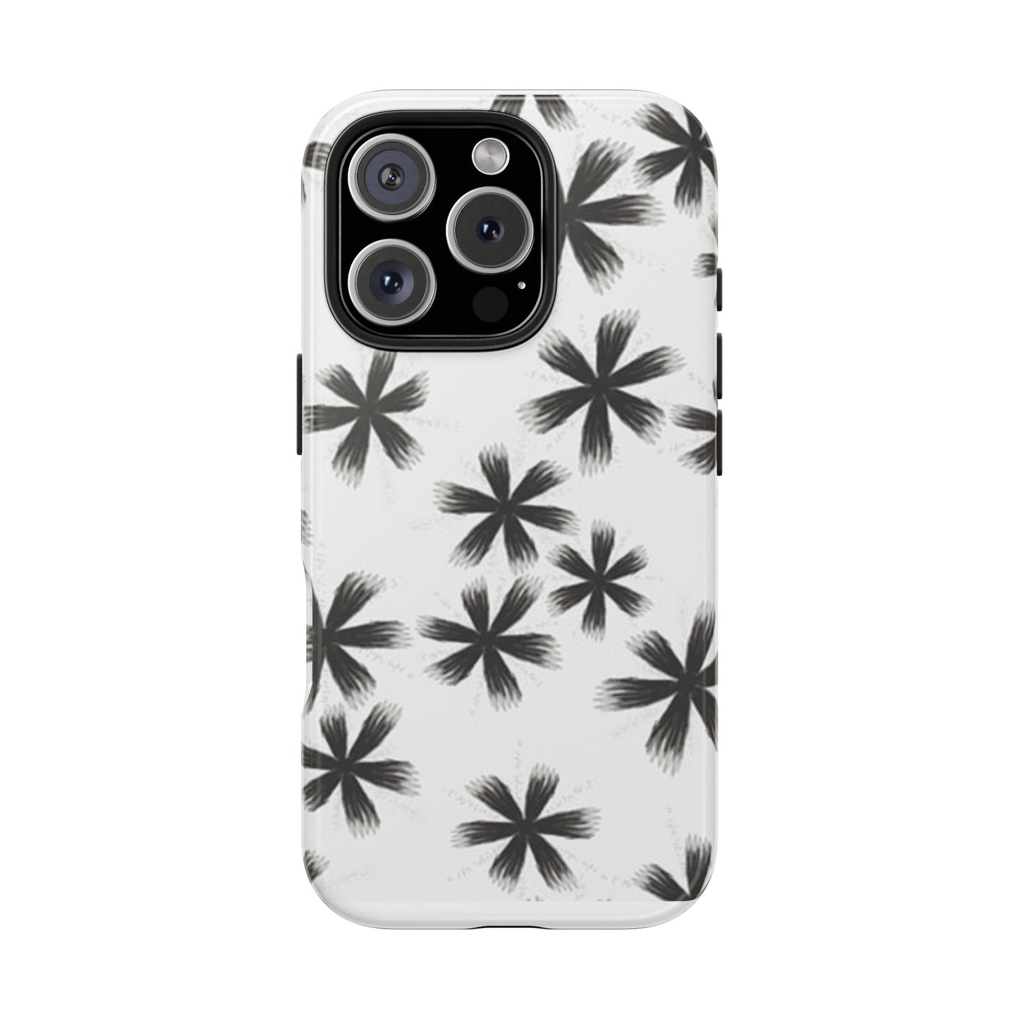 Stylish Tough Phone Cases, Black Flower Design, Durable Phone Protection, Unique Gift, Trendy Phone Accessories