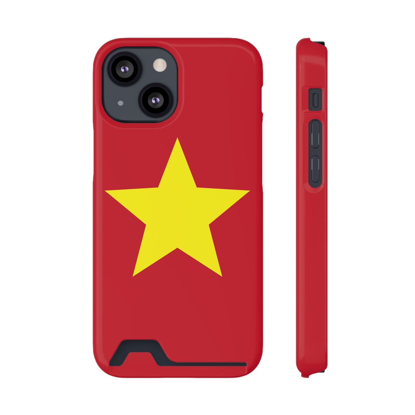 Red Star Phone Case with Card Holder, Gift for Flag Lovers, Stylish Accessory for Everyday Use, Perfect for Travel, Birthday Gift