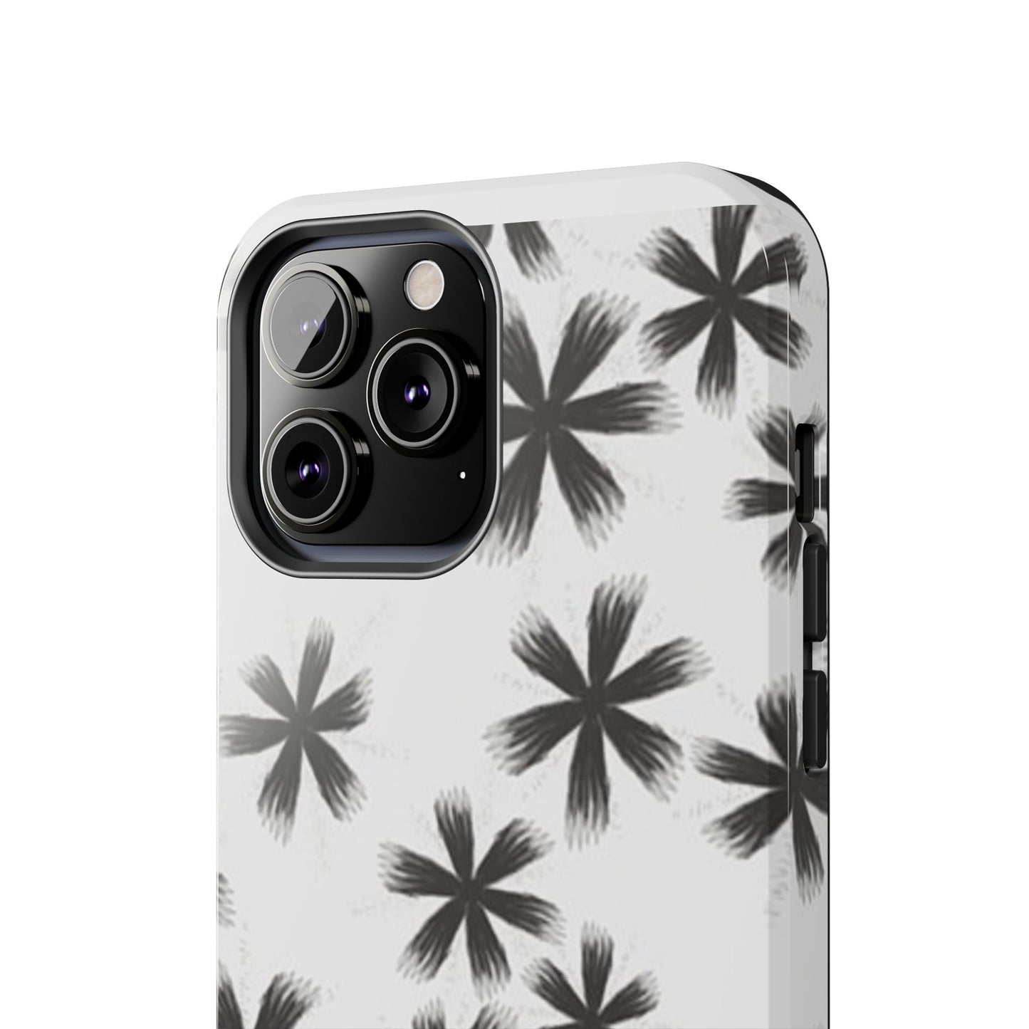 Stylish Tough Phone Cases, Black Flower Design, Durable Phone Protection, Unique Gift, Trendy Phone Accessories