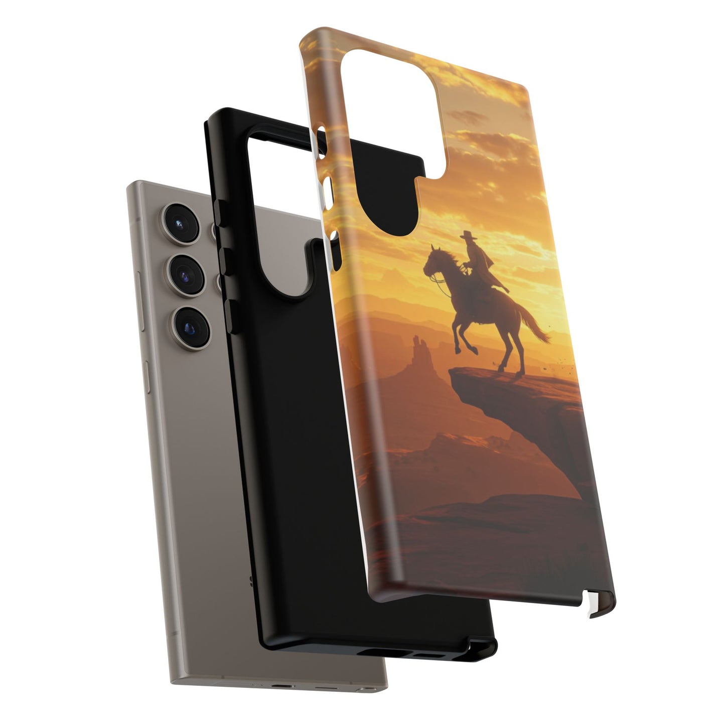 Sunset Horse Rider Phone Case, Western Art Cover, Tough Shell, Ideal Gift for Horse Lovers, Scenic Phone Accessories