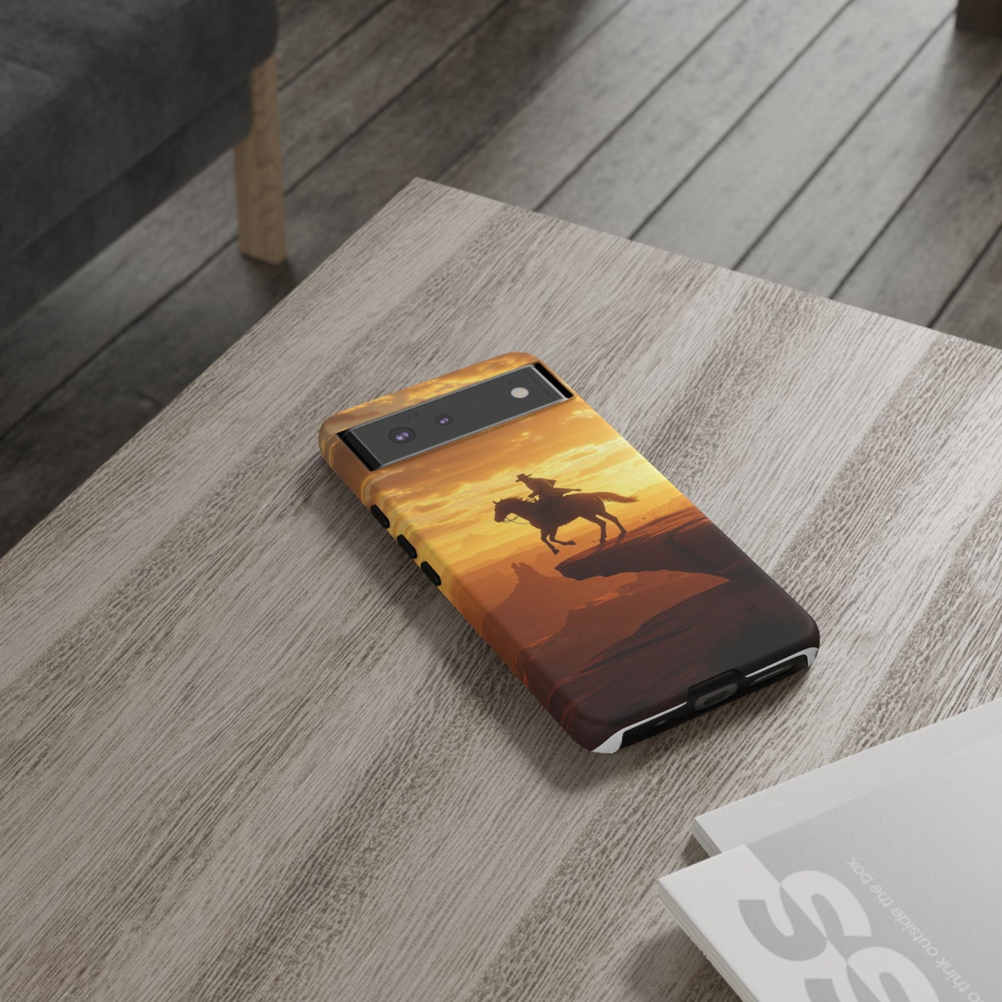Sunset Horse Rider Phone Case, Western Art Cover, Tough Shell, Ideal Gift for Horse Lovers, Scenic Phone Accessories