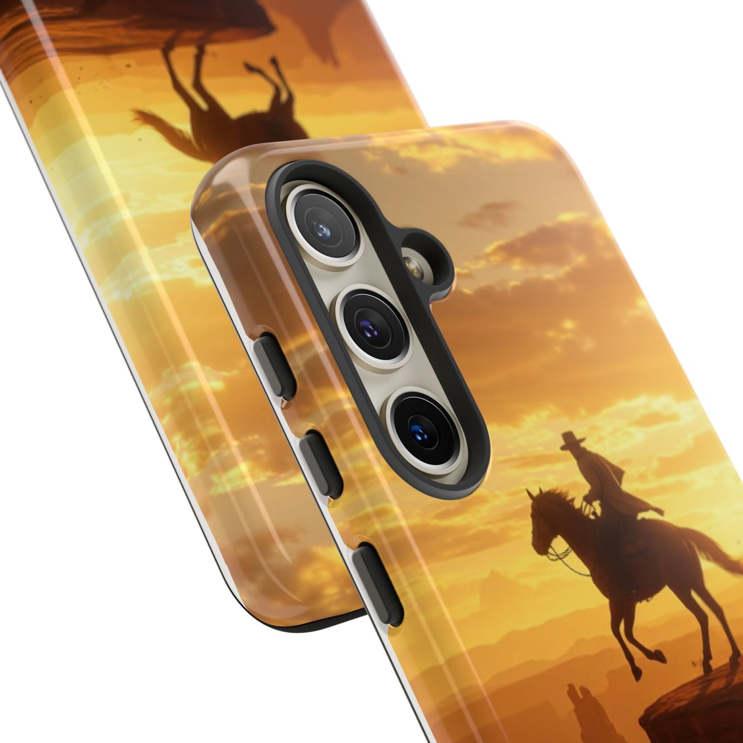 Sunset Horse Rider Phone Case, Western Art Cover, Tough Shell, Ideal Gift for Horse Lovers, Scenic Phone Accessories