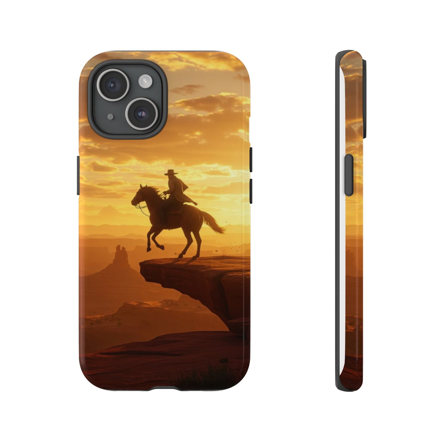 Sunset Horse Rider Phone Case, Western Art Cover, Tough Shell, Ideal Gift for Horse Lovers, Scenic Phone Accessories