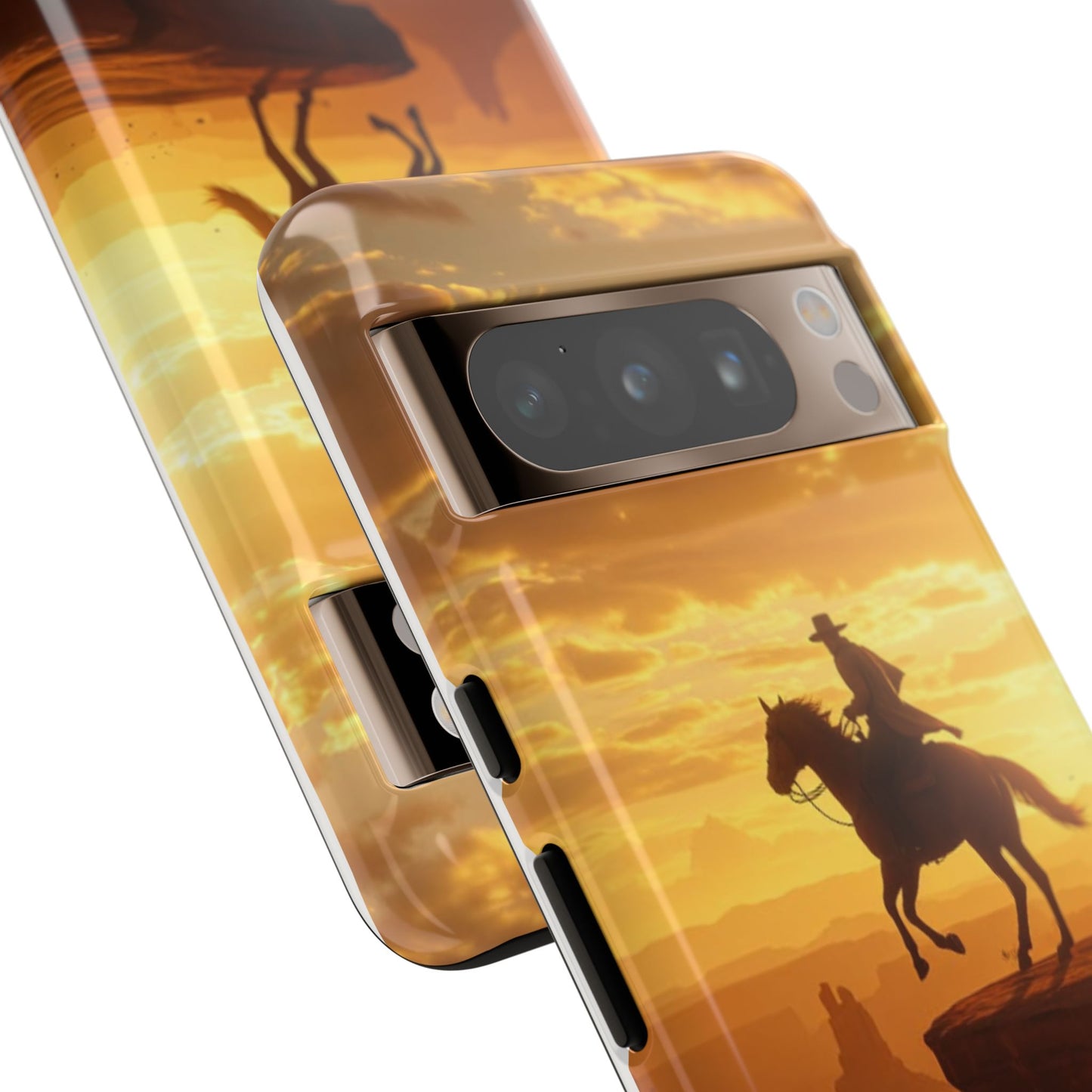 Sunset Horse Rider Phone Case, Western Art Cover, Tough Shell, Ideal Gift for Horse Lovers, Scenic Phone Accessories