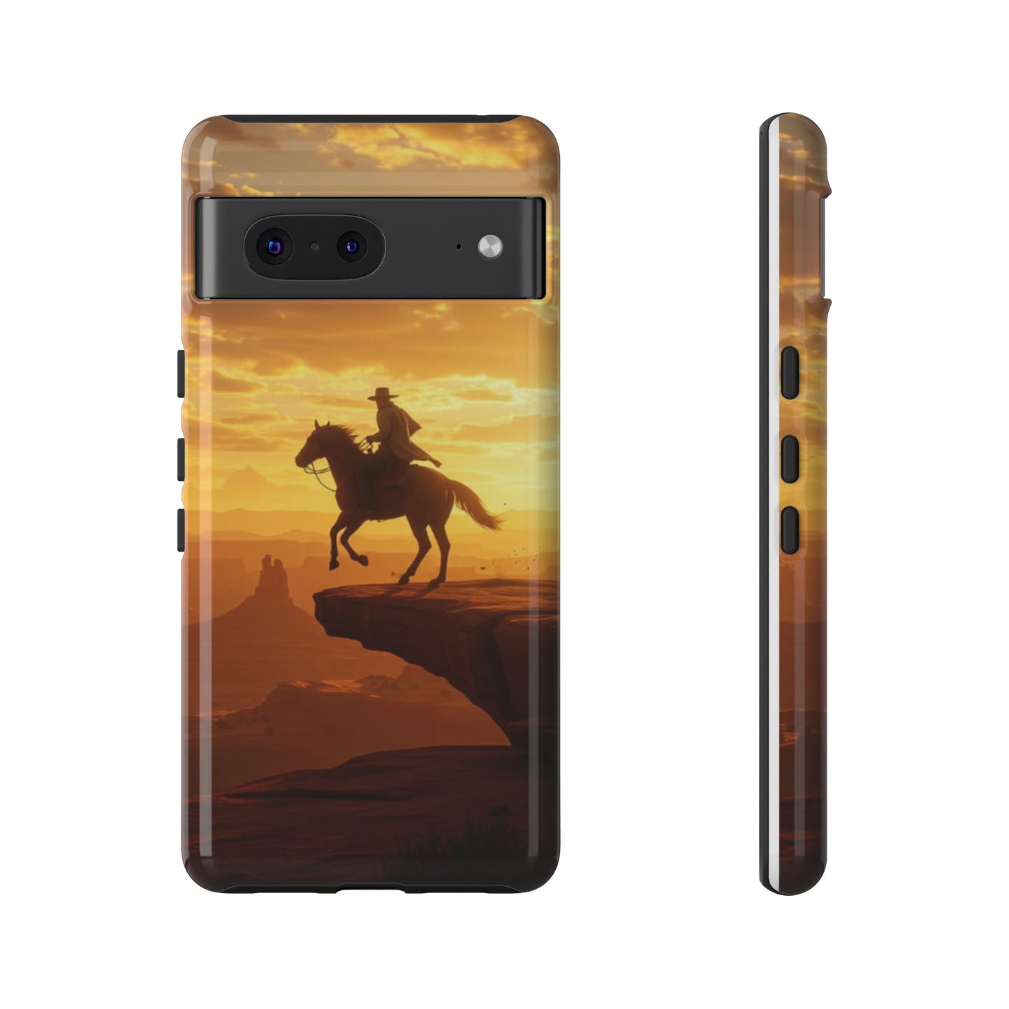 Sunset Horse Rider Phone Case, Western Art Cover, Tough Shell, Ideal Gift for Horse Lovers, Scenic Phone Accessories