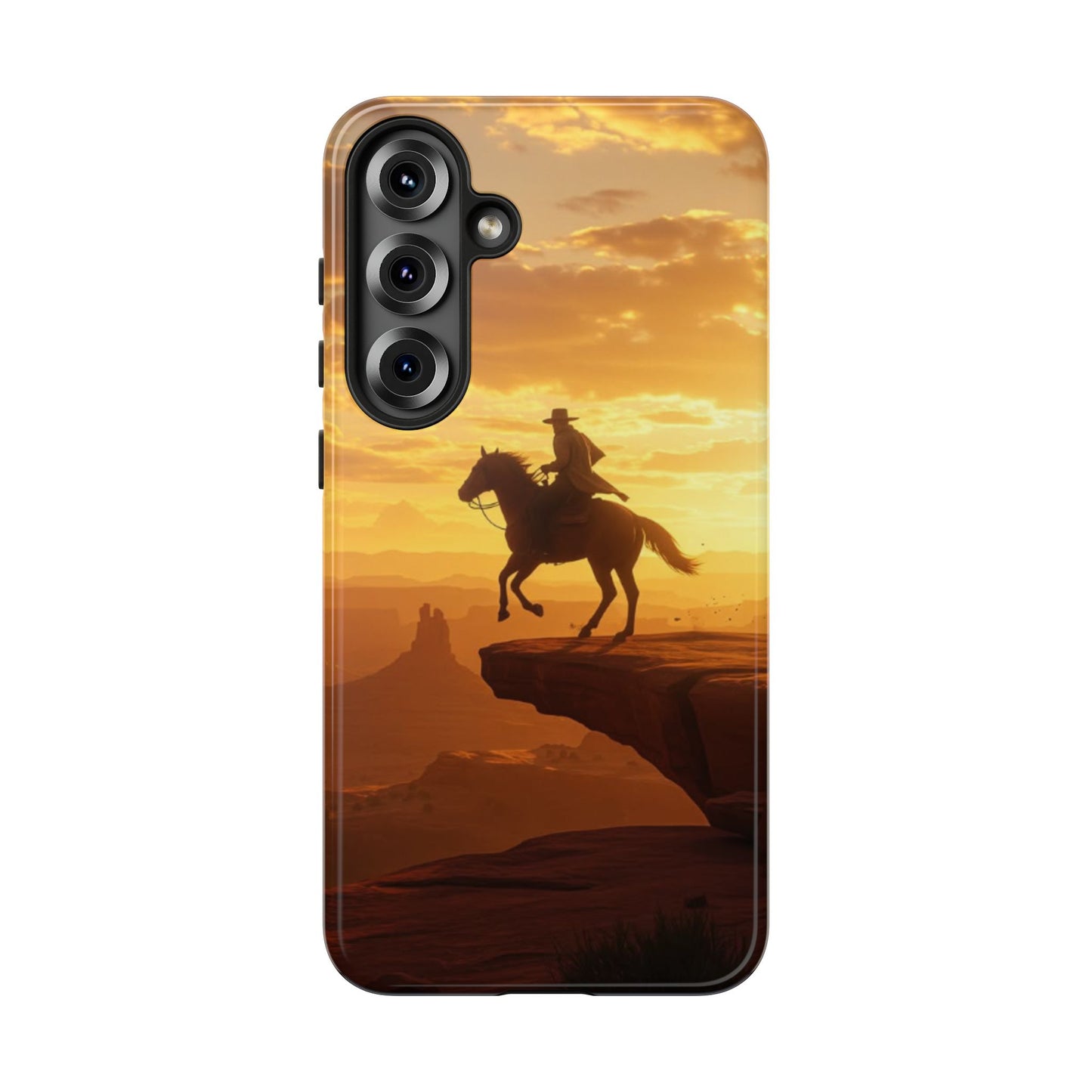 Sunset Horse Rider Phone Case, Western Art Cover, Tough Shell, Ideal Gift for Horse Lovers, Scenic Phone Accessories