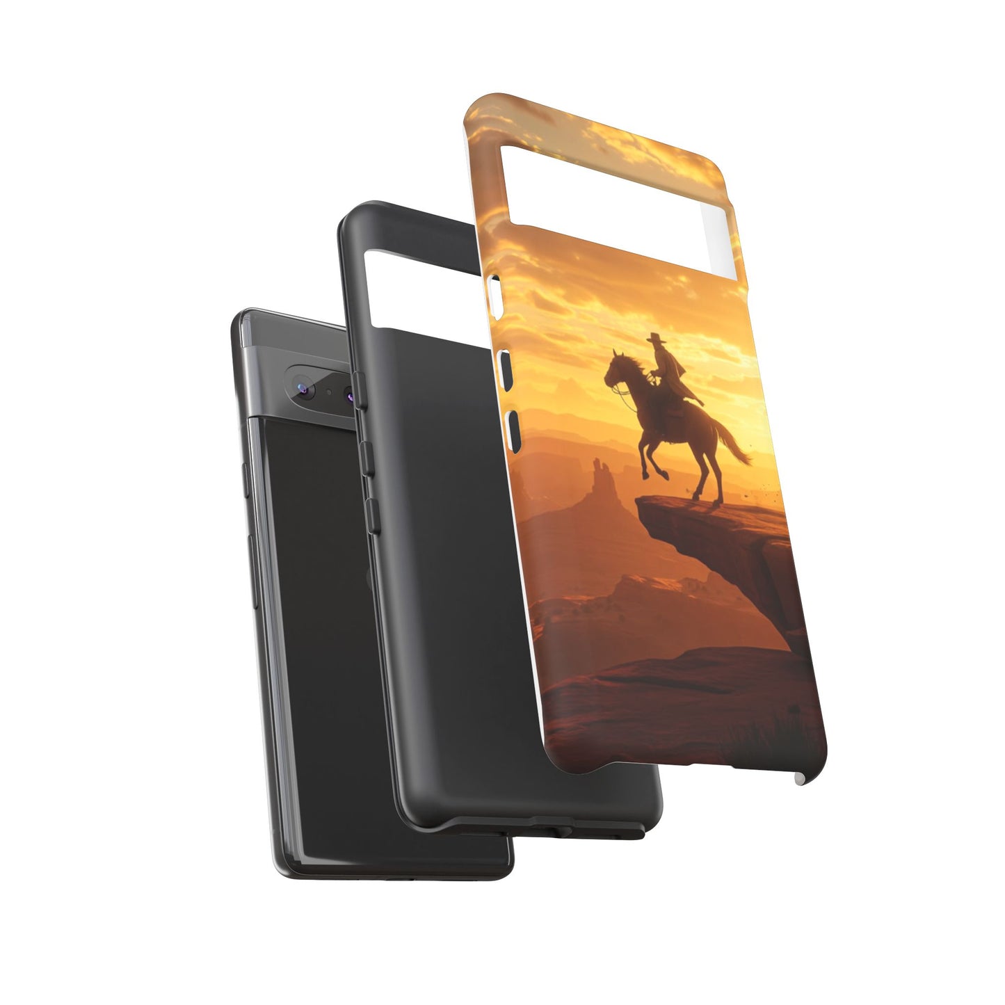 Sunset Horse Rider Phone Case, Western Art Cover, Tough Shell, Ideal Gift for Horse Lovers, Scenic Phone Accessories