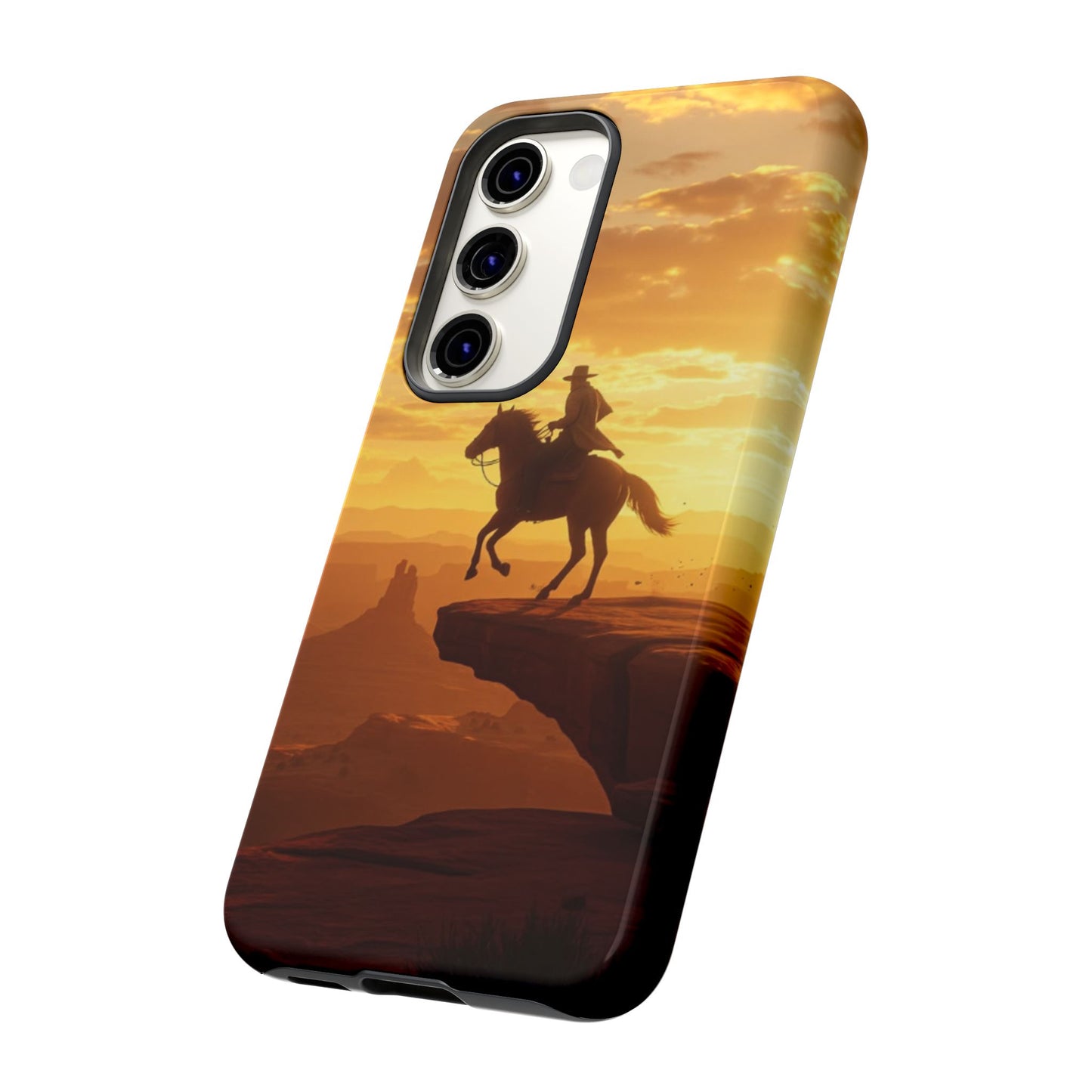 Sunset Horse Rider Phone Case, Western Art Cover, Tough Shell, Ideal Gift for Horse Lovers, Scenic Phone Accessories