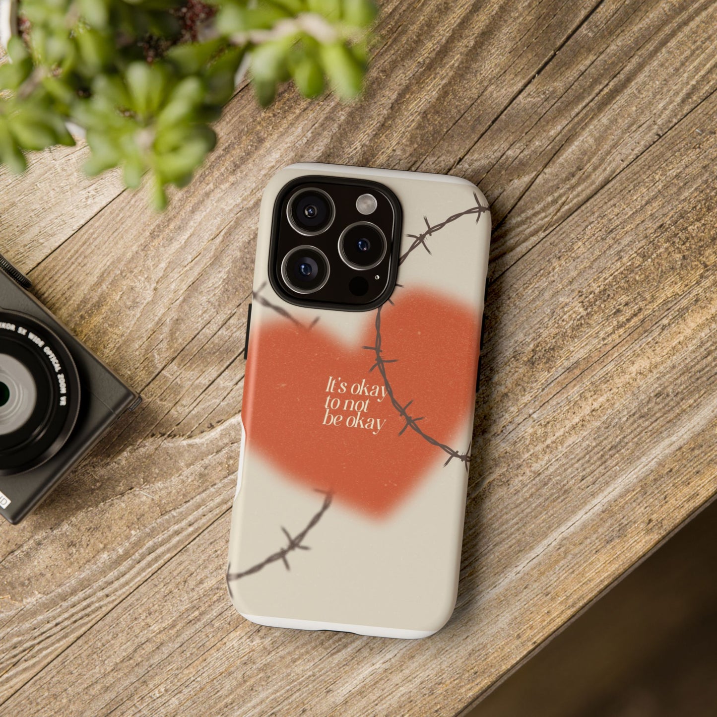 Heartfelt Phone Case | Barbed Wire Design, It's Okay to Not Be Okay, Supportive Gift, Anxiety Awareness, Unique Phone Accessory