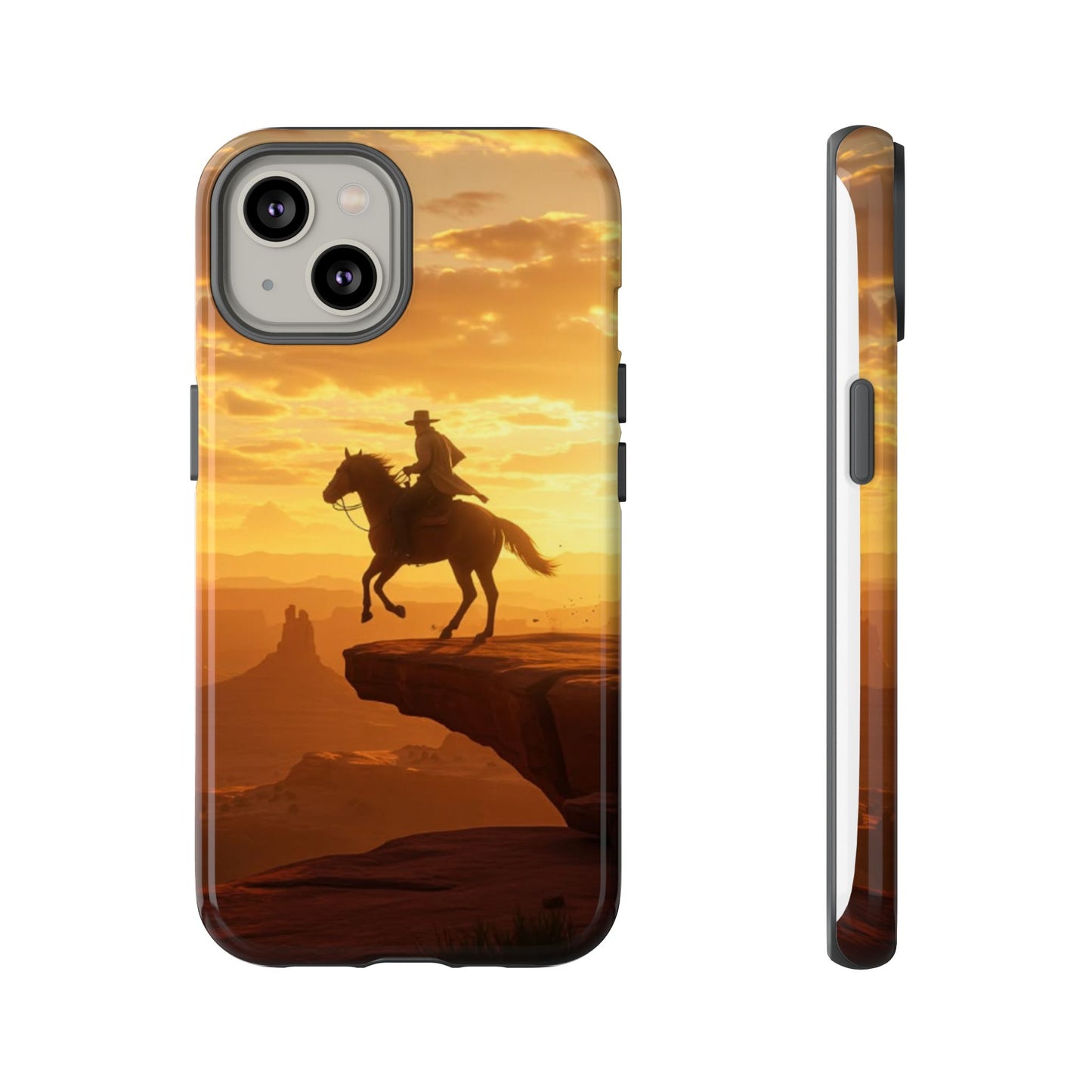 Sunset Horse Rider Phone Case, Western Art Cover, Tough Shell, Ideal Gift for Horse Lovers, Scenic Phone Accessories