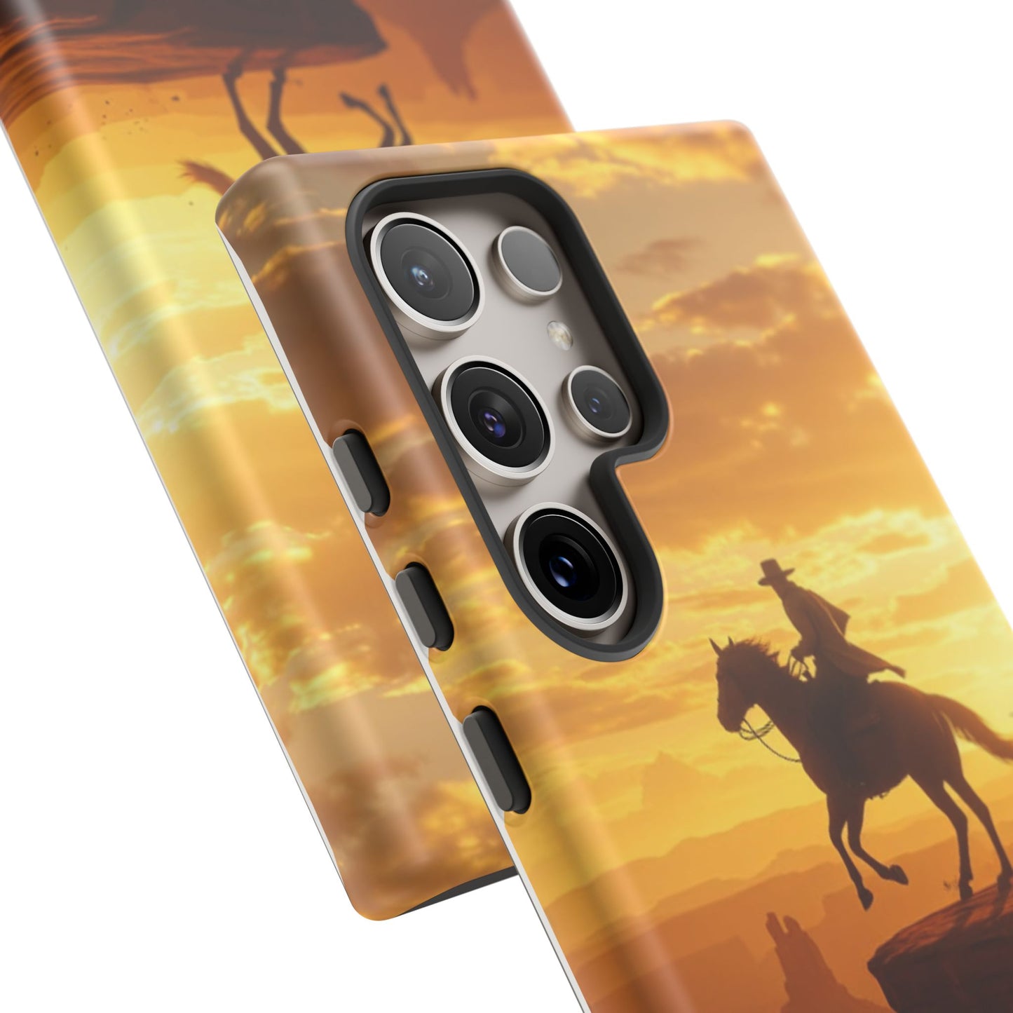 Sunset Horse Rider Phone Case, Western Art Cover, Tough Shell, Ideal Gift for Horse Lovers, Scenic Phone Accessories
