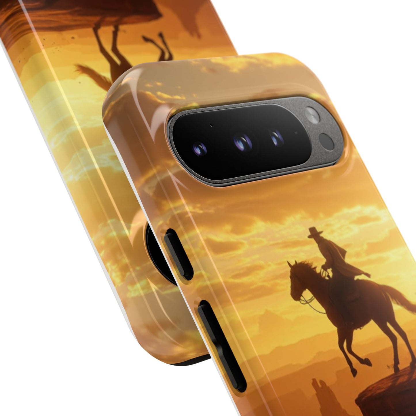 Sunset Horse Rider Phone Case, Western Art Cover, Tough Shell, Ideal Gift for Horse Lovers, Scenic Phone Accessories