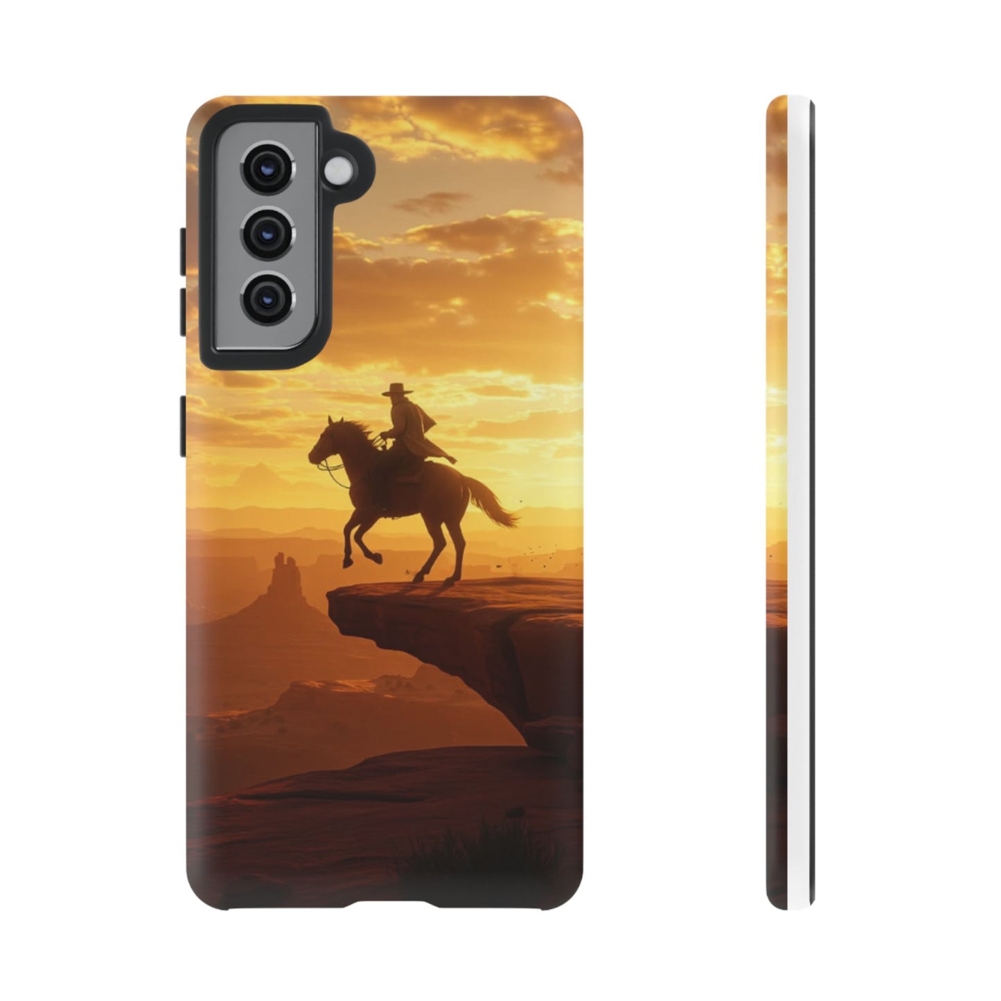 Sunset Horse Rider Phone Case, Western Art Cover, Tough Shell, Ideal Gift for Horse Lovers, Scenic Phone Accessories