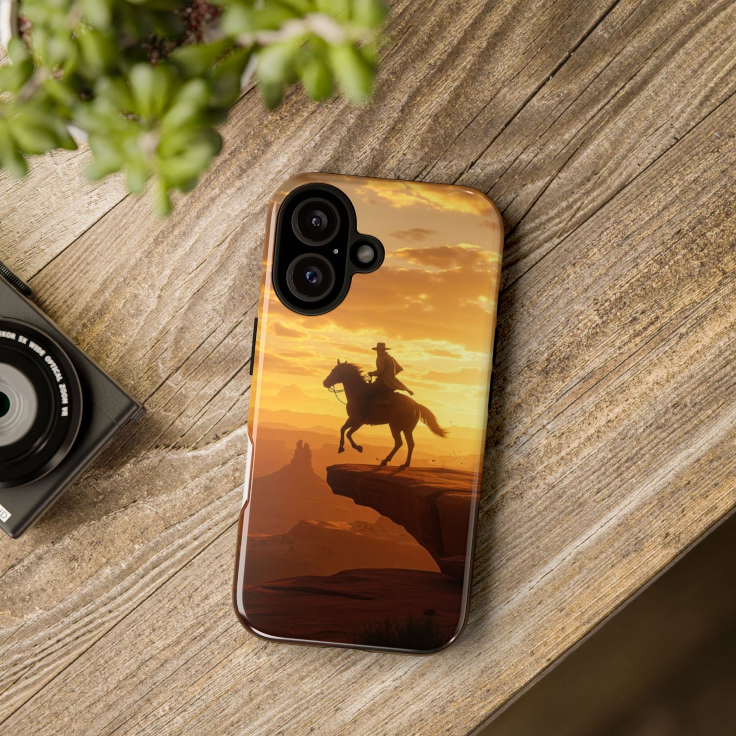 Sunset Horse Rider Phone Case, Western Art Cover, Tough Shell, Ideal Gift for Horse Lovers, Scenic Phone Accessories