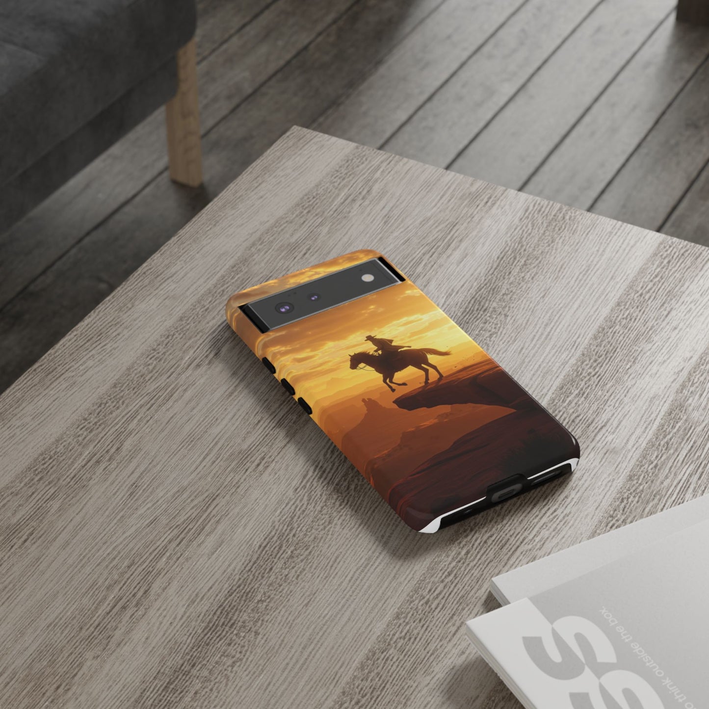 Sunset Horse Rider Phone Case, Western Art Cover, Tough Shell, Ideal Gift for Horse Lovers, Scenic Phone Accessories