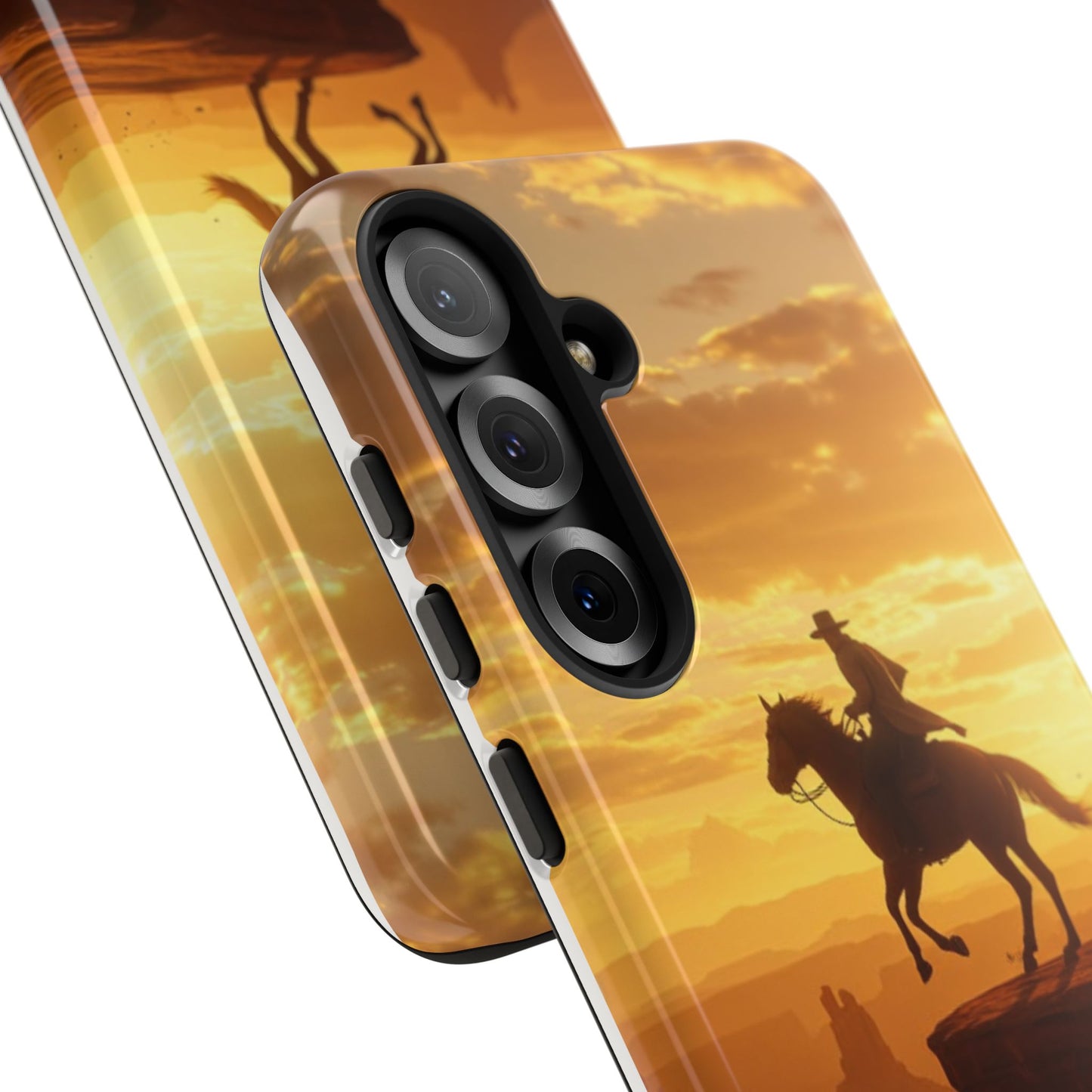 Sunset Horse Rider Phone Case, Western Art Cover, Tough Shell, Ideal Gift for Horse Lovers, Scenic Phone Accessories