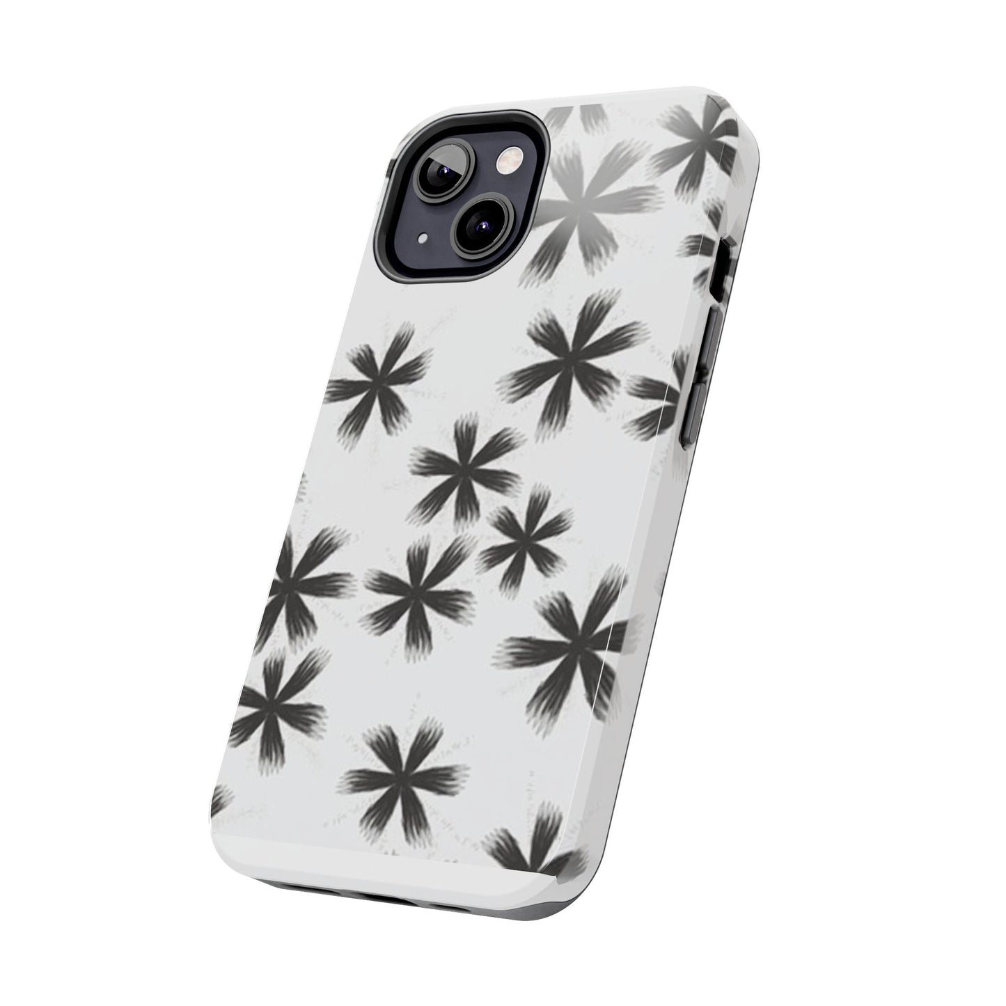 Stylish Tough Phone Cases, Black Flower Design, Durable Phone Protection, Unique Gift, Trendy Phone Accessories