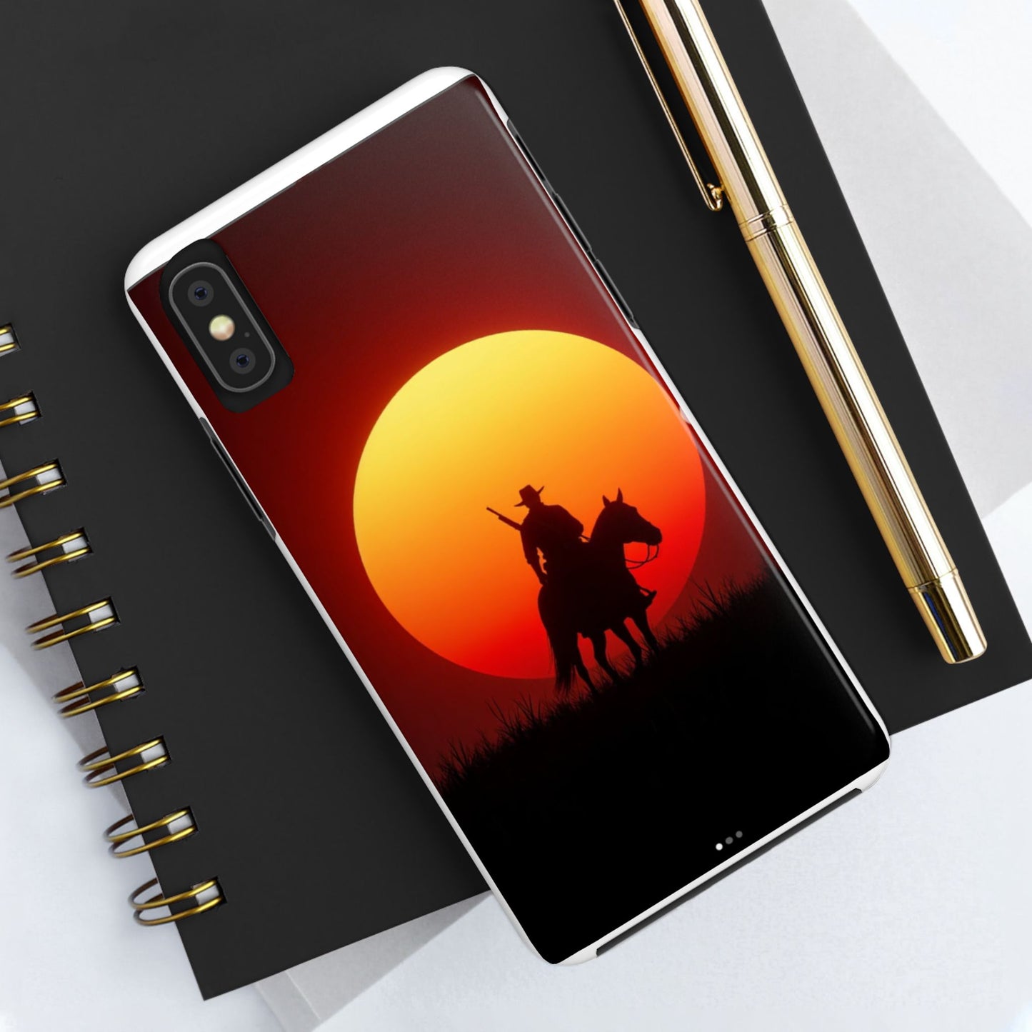 Sunset Cowboy Tough Phone Cases, Western Style Phone Cover, Unique Gift for Horse Lovers, Adventure Accessories, Durable Phone Protection