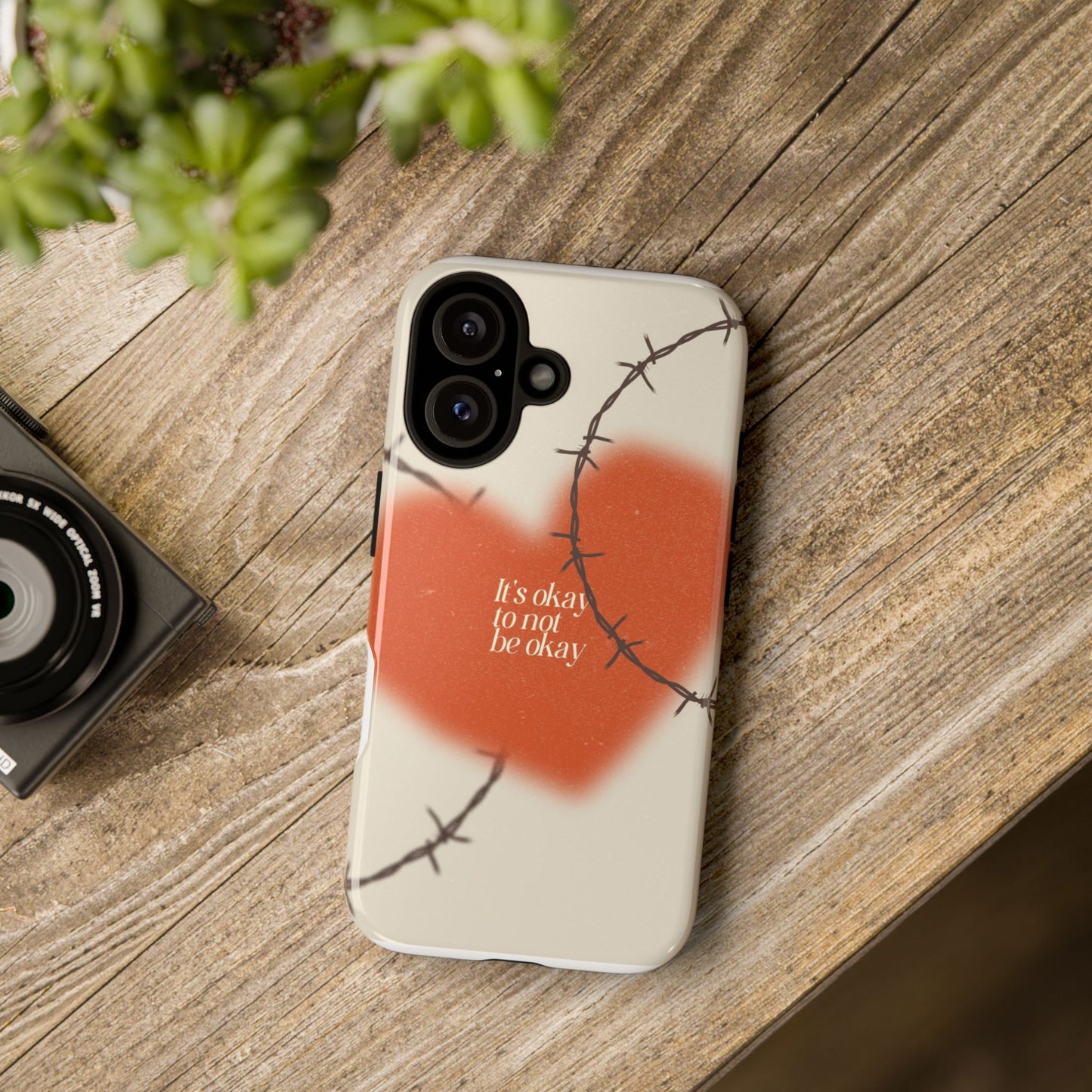 Heartfelt Phone Case | Barbed Wire Design, It's Okay to Not Be Okay, Supportive Gift, Anxiety Awareness, Unique Phone Accessory