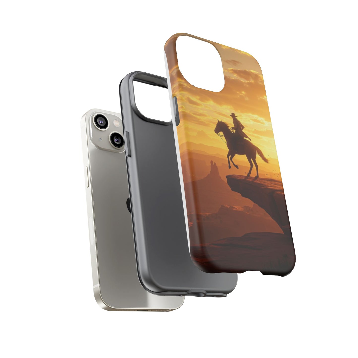 Sunset Horse Rider Phone Case, Western Art Cover, Tough Shell, Ideal Gift for Horse Lovers, Scenic Phone Accessories