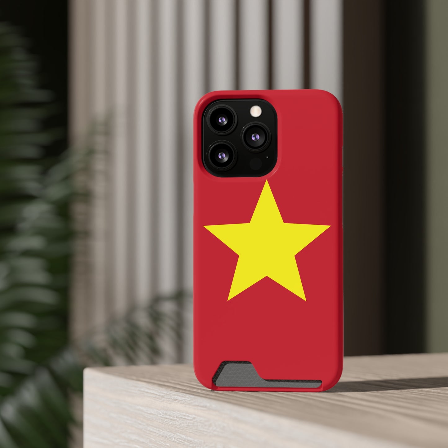Red Star Phone Case with Card Holder, Gift for Flag Lovers, Stylish Accessory for Everyday Use, Perfect for Travel, Birthday Gift