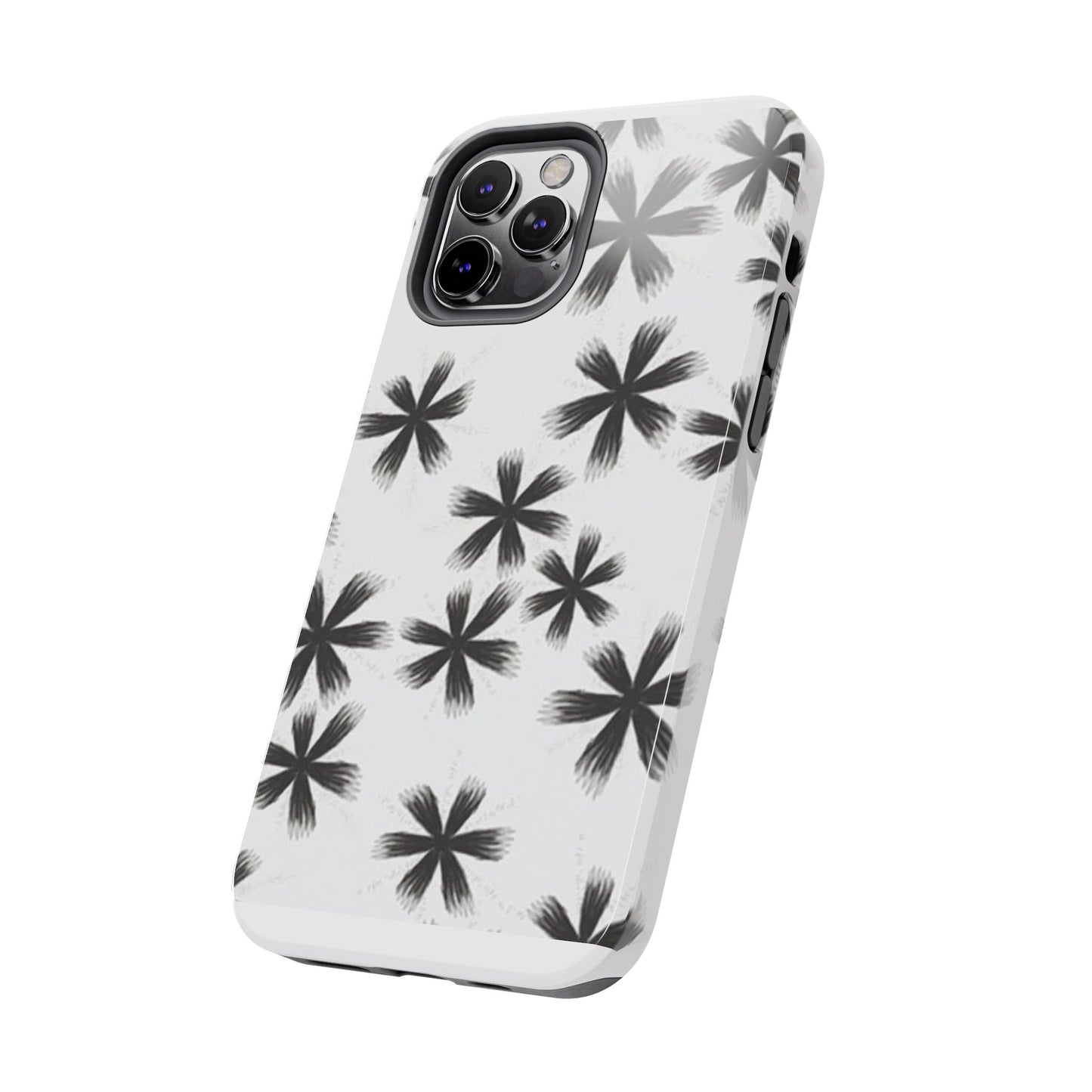 Stylish Tough Phone Cases, Black Flower Design, Durable Phone Protection, Unique Gift, Trendy Phone Accessories