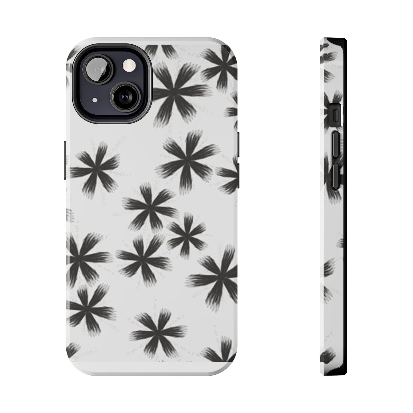 Stylish Tough Phone Cases, Black Flower Design, Durable Phone Protection, Unique Gift, Trendy Phone Accessories
