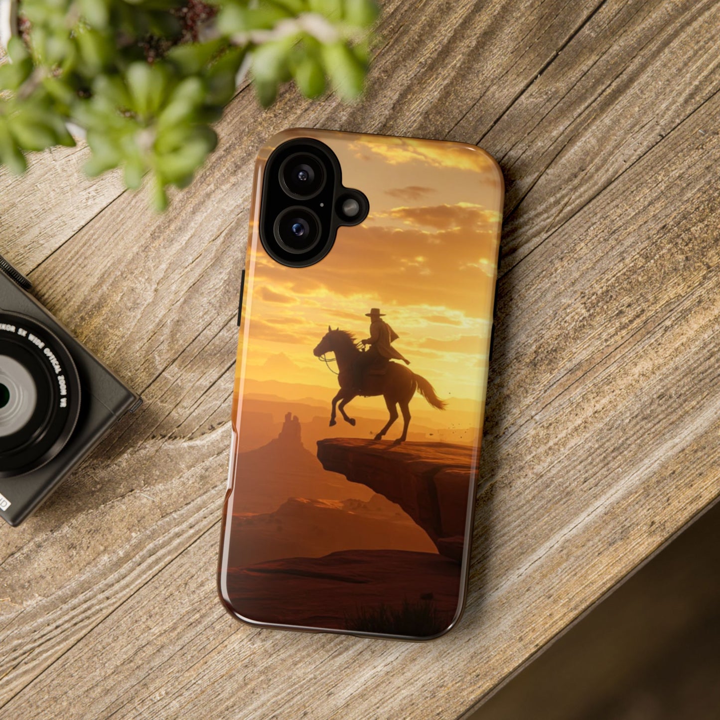 Sunset Horse Rider Phone Case, Western Art Cover, Tough Shell, Ideal Gift for Horse Lovers, Scenic Phone Accessories