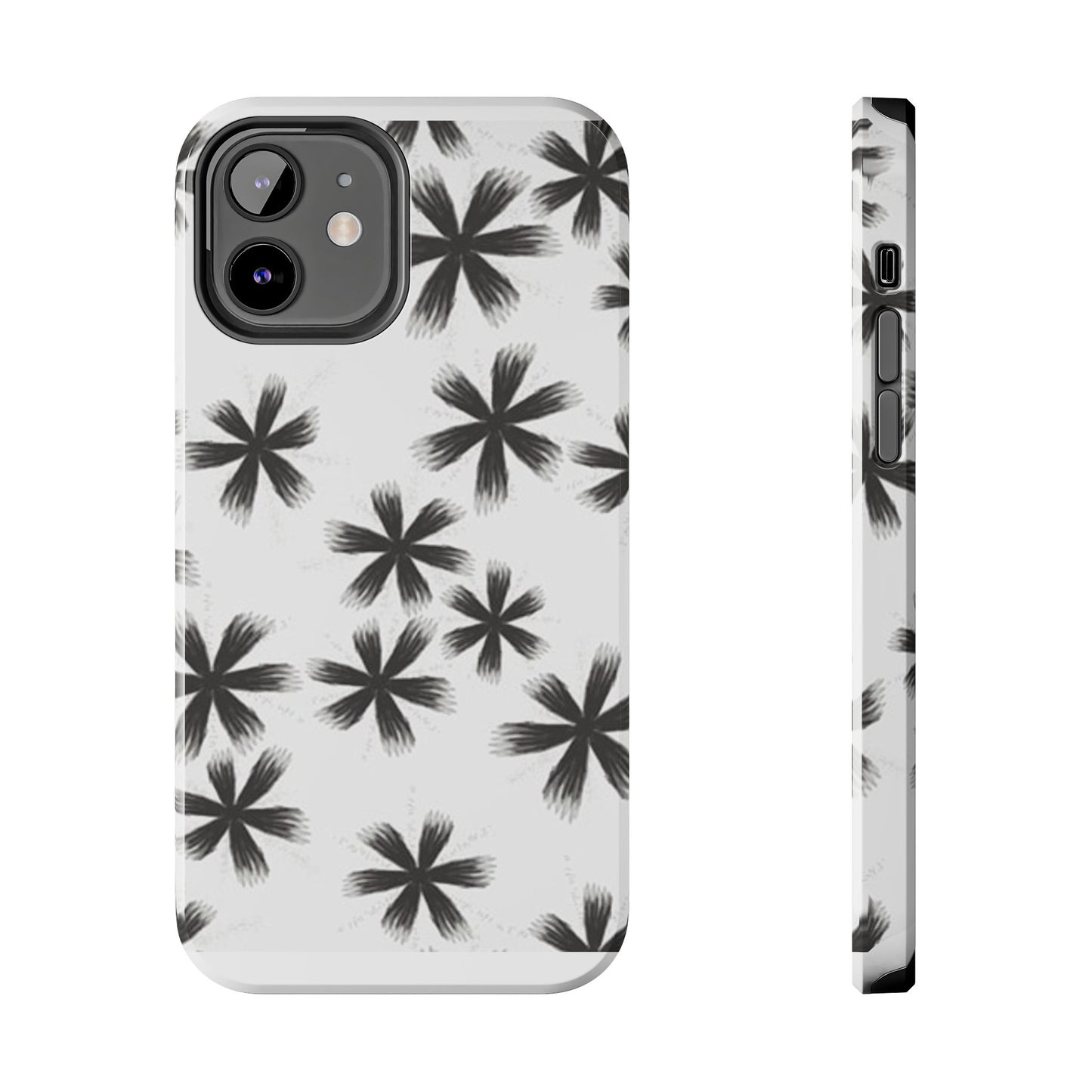 Stylish Tough Phone Cases, Black Flower Design, Durable Phone Protection, Unique Gift, Trendy Phone Accessories
