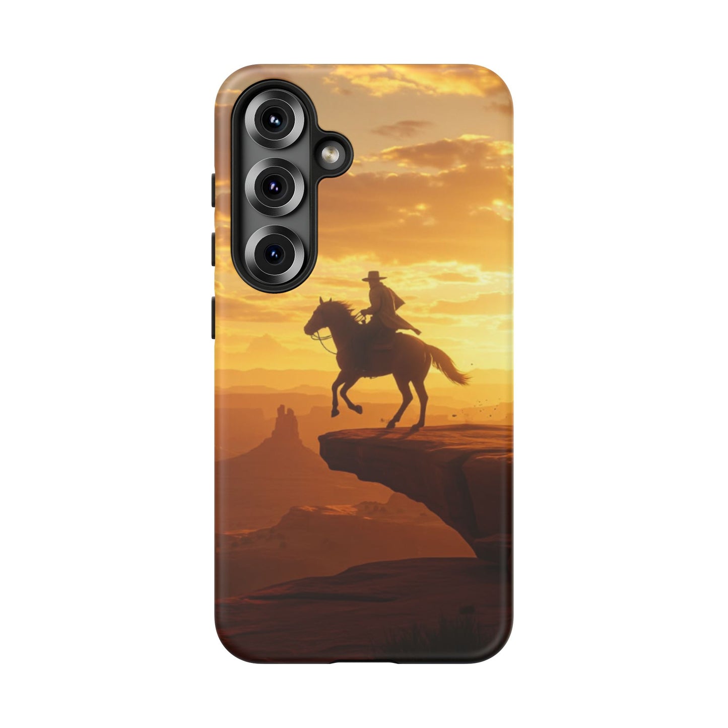 Sunset Horse Rider Phone Case, Western Art Cover, Tough Shell, Ideal Gift for Horse Lovers, Scenic Phone Accessories