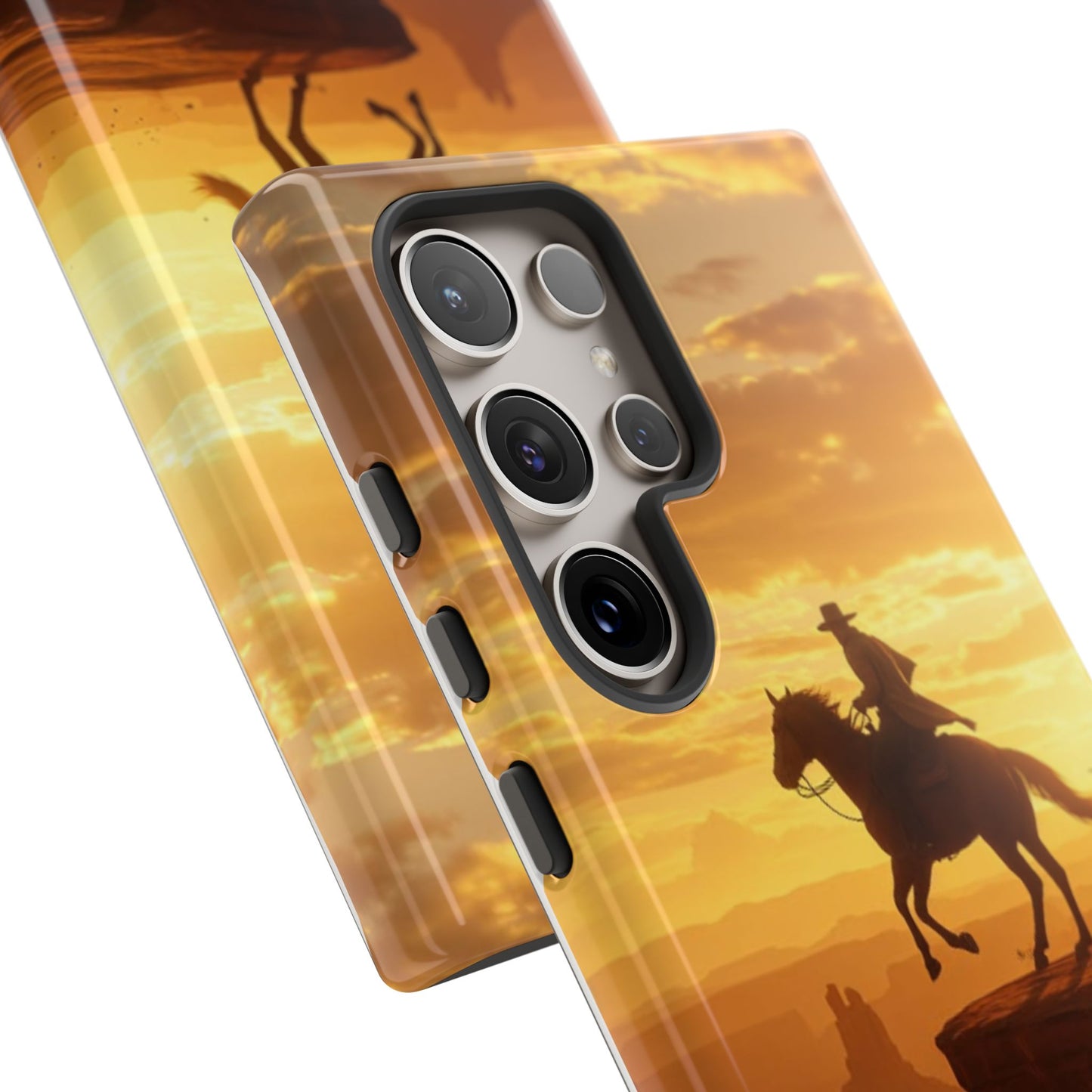 Sunset Horse Rider Phone Case, Western Art Cover, Tough Shell, Ideal Gift for Horse Lovers, Scenic Phone Accessories