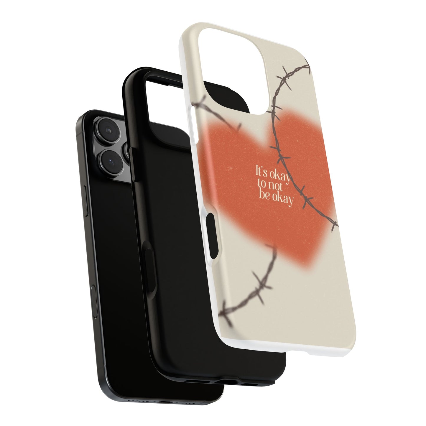 Heartfelt Phone Case | Barbed Wire Design, It's Okay to Not Be Okay, Supportive Gift, Anxiety Awareness, Unique Phone Accessory