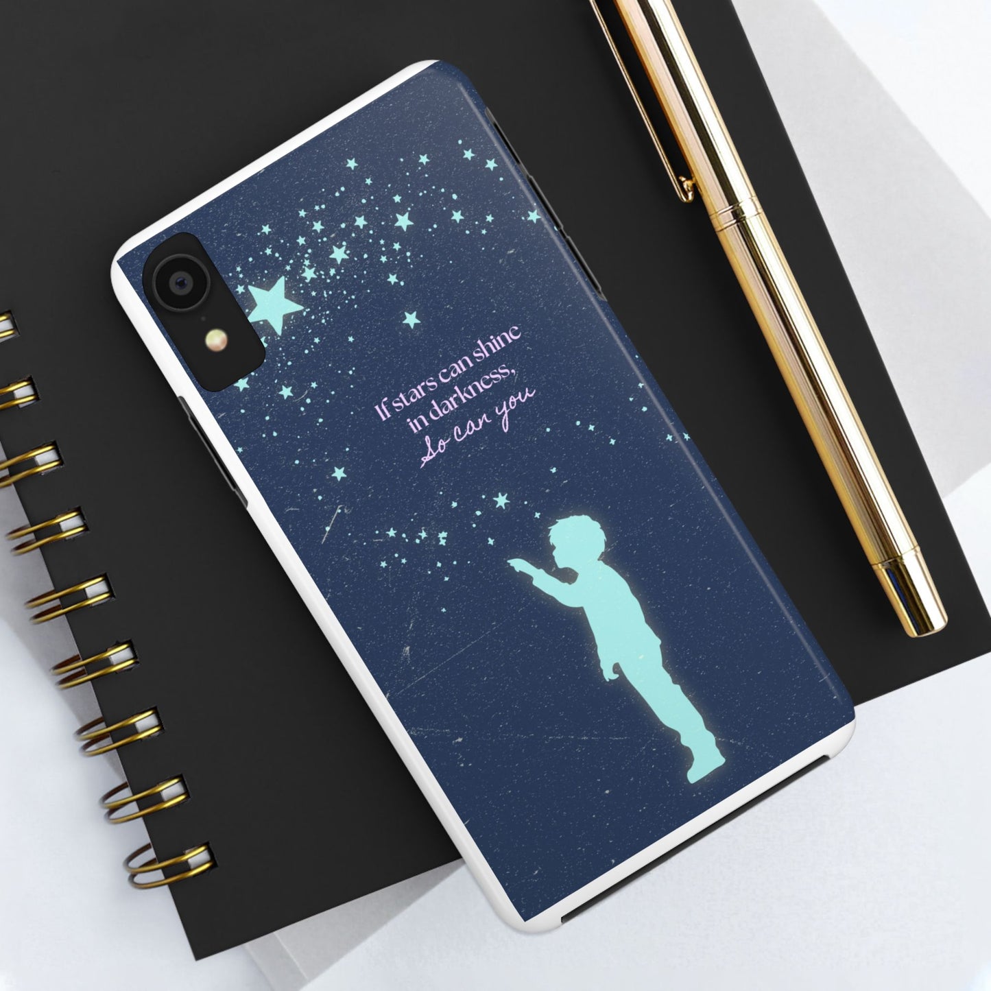 Starry Night Tough Phone Cases, Inspirational Phone Cover, Cute Kid Design, Galaxy Aesthetic, Gift for Dreamers, Motivational Decor