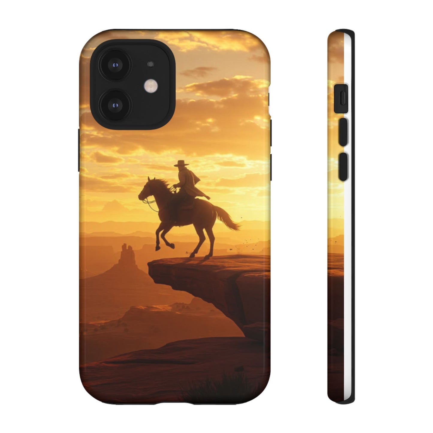 Sunset Horse Rider Phone Case, Western Art Cover, Tough Shell, Ideal Gift for Horse Lovers, Scenic Phone Accessories