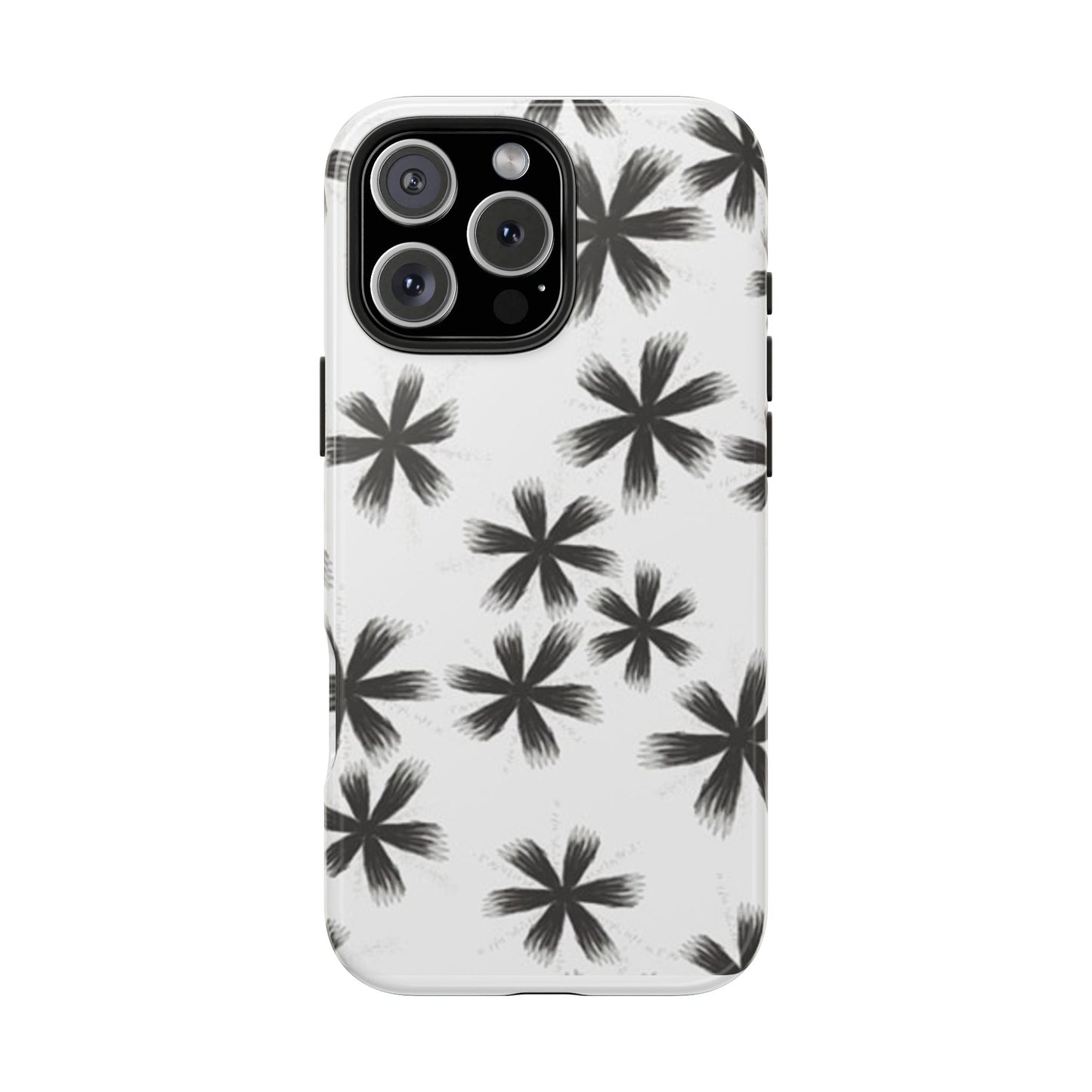 Stylish Tough Phone Cases, Black Flower Design, Durable Phone Protection, Unique Gift, Trendy Phone Accessories