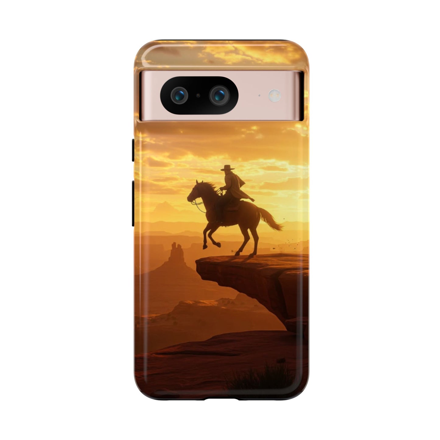 Sunset Horse Rider Phone Case, Western Art Cover, Tough Shell, Ideal Gift for Horse Lovers, Scenic Phone Accessories