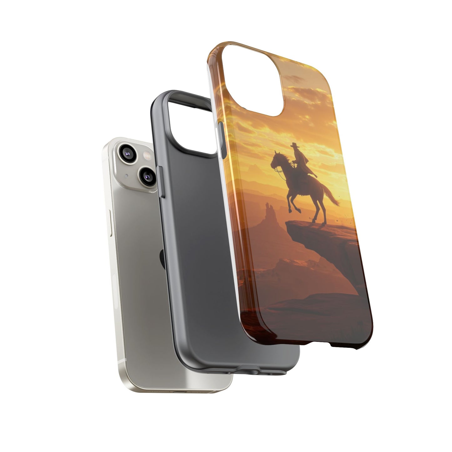 Sunset Horse Rider Phone Case, Western Art Cover, Tough Shell, Ideal Gift for Horse Lovers, Scenic Phone Accessories