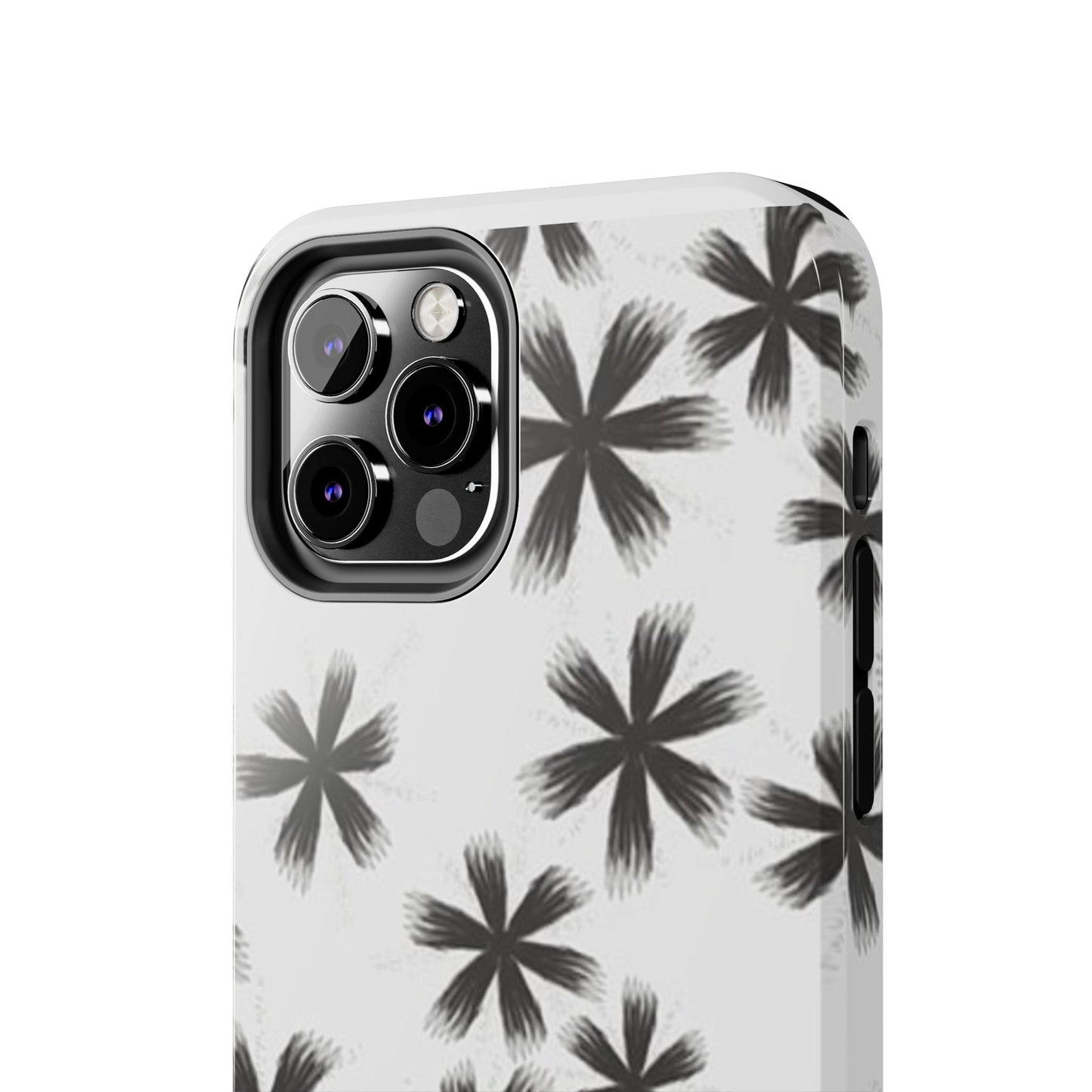 Stylish Tough Phone Cases, Black Flower Design, Durable Phone Protection, Unique Gift, Trendy Phone Accessories
