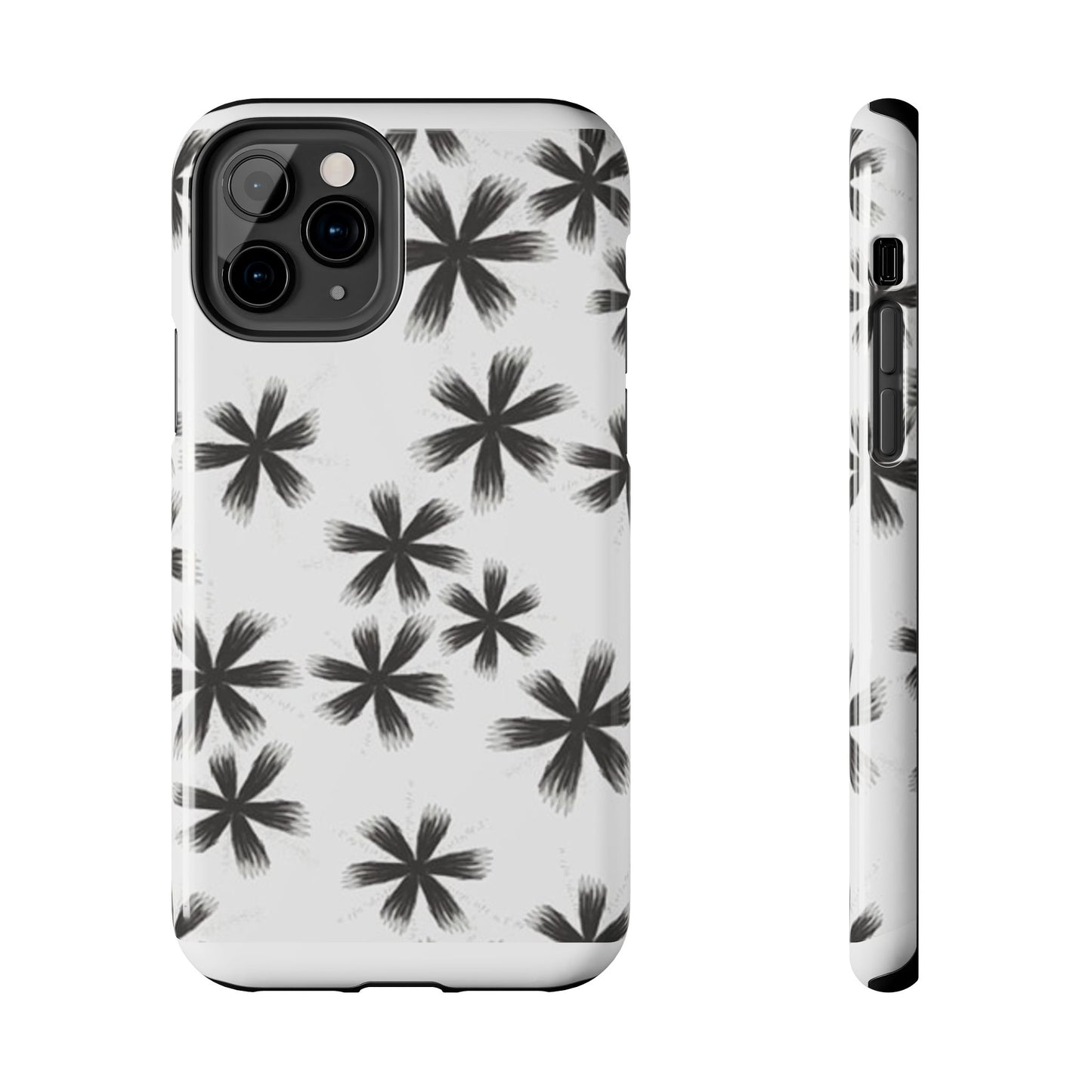 Stylish Tough Phone Cases, Black Flower Design, Durable Phone Protection, Unique Gift, Trendy Phone Accessories