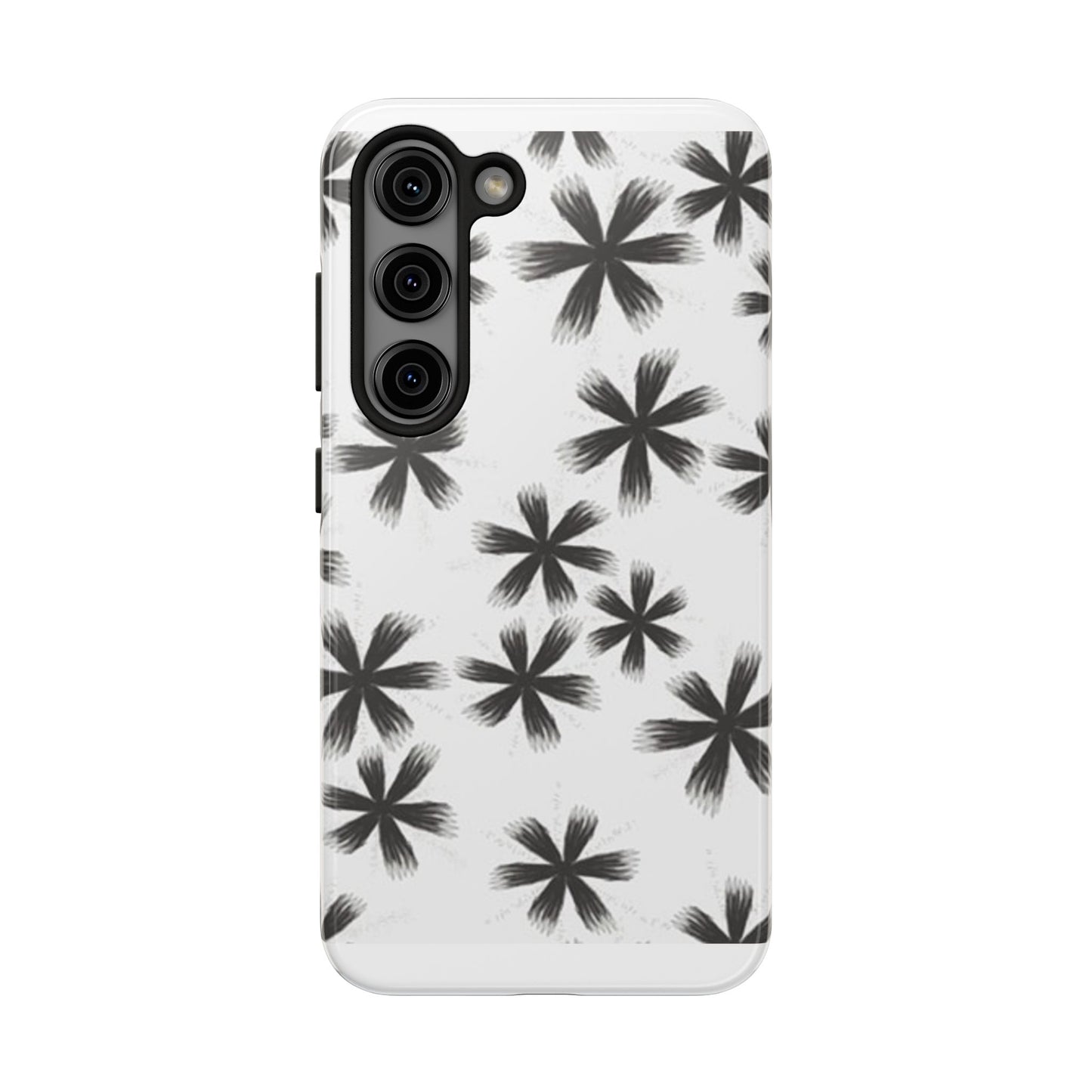 Stylish Tough Phone Cases, Black Flower Design, Durable Phone Protection, Unique Gift, Trendy Phone Accessories