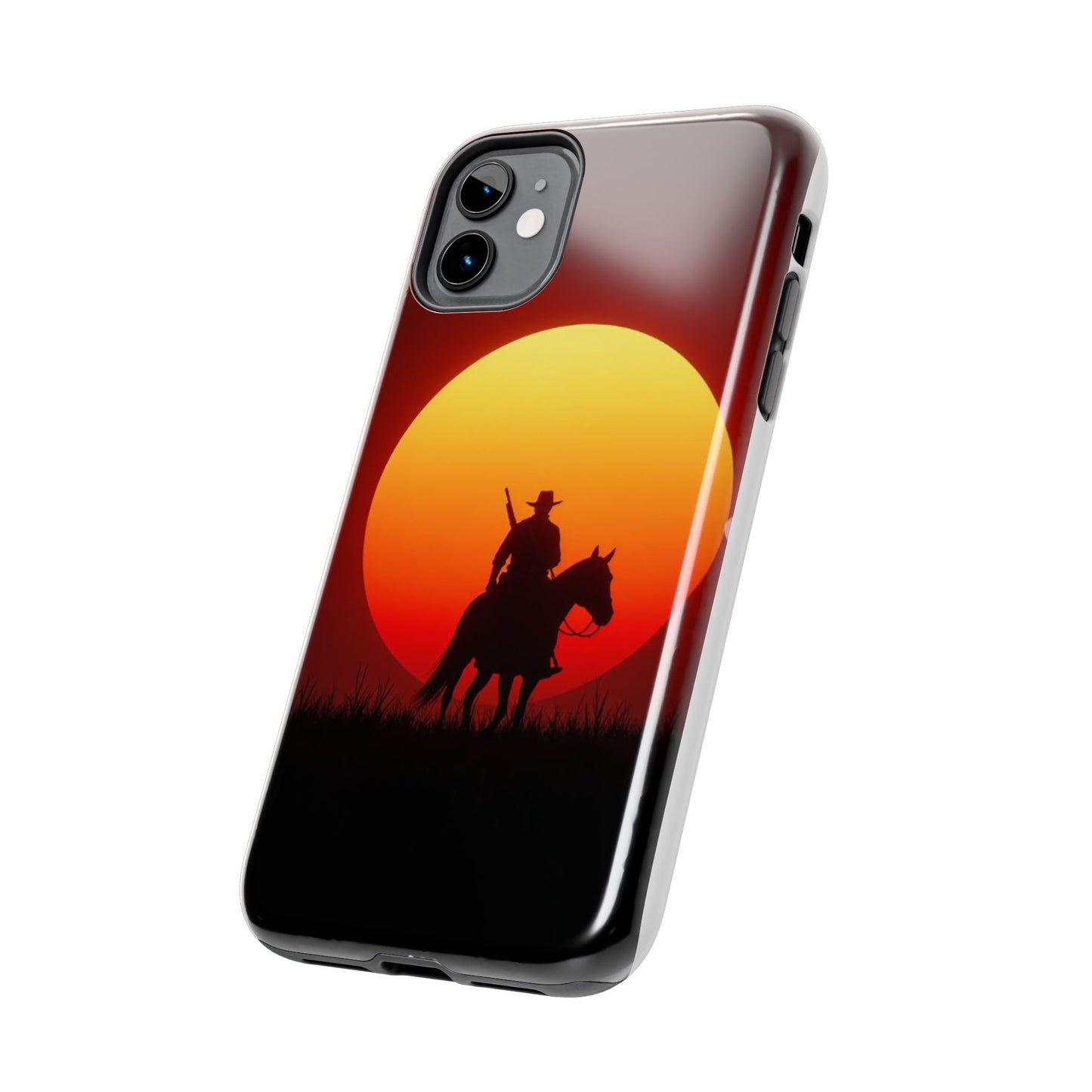 Sunset Cowboy Tough Phone Cases, Western Style Phone Cover, Unique Gift for Horse Lovers, Adventure Accessories, Durable Phone Protection