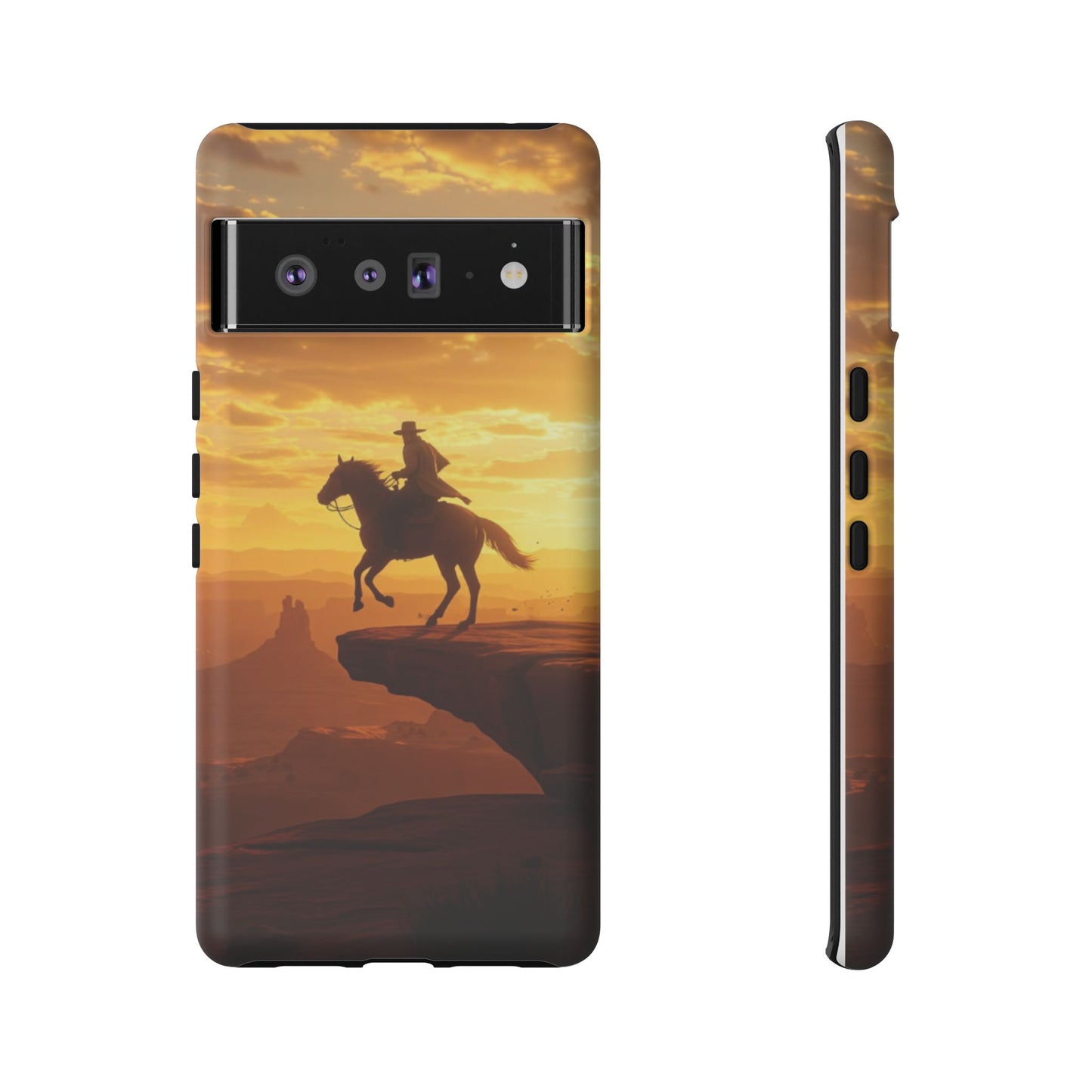 Sunset Horse Rider Phone Case, Western Art Cover, Tough Shell, Ideal Gift for Horse Lovers, Scenic Phone Accessories