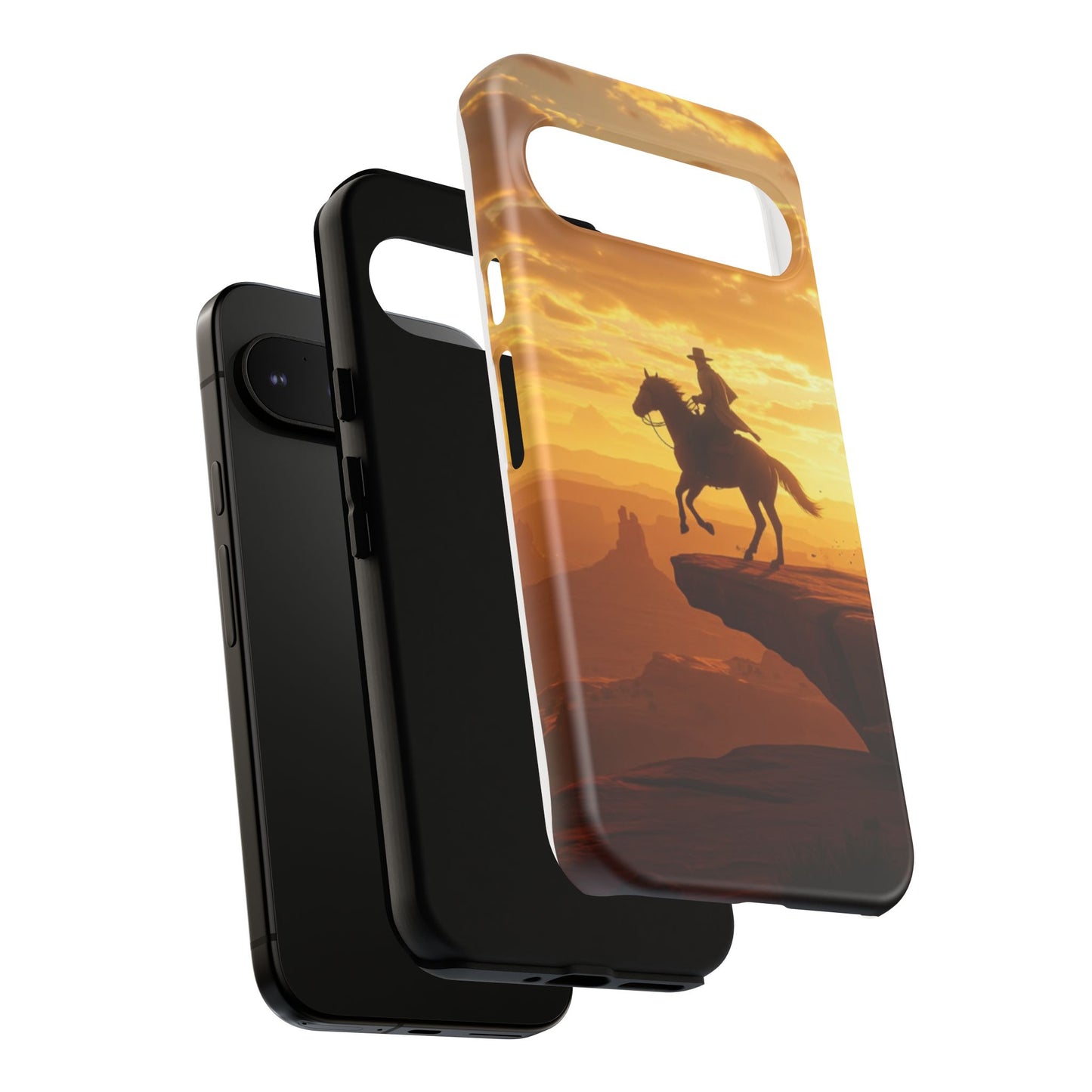 Sunset Horse Rider Phone Case, Western Art Cover, Tough Shell, Ideal Gift for Horse Lovers, Scenic Phone Accessories
