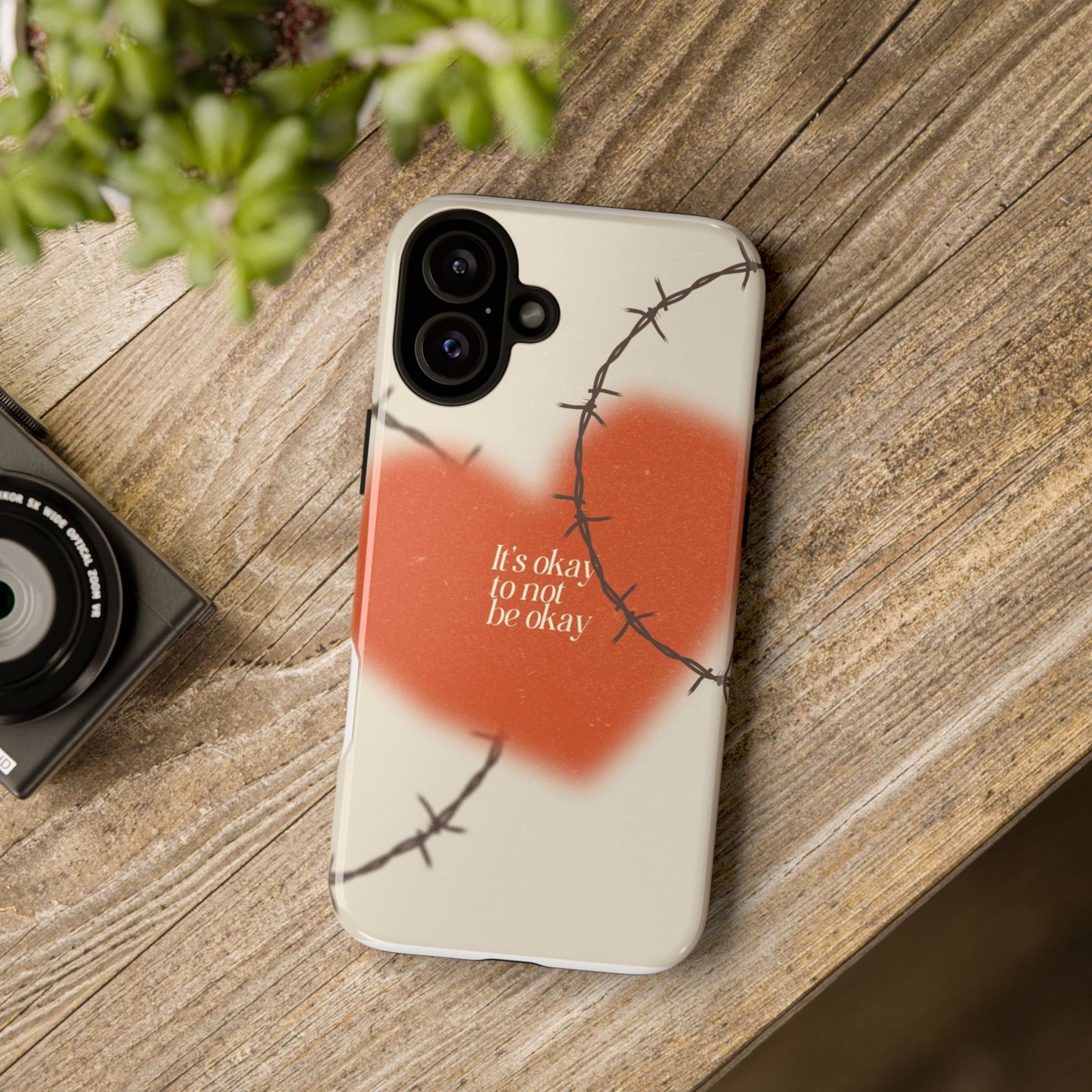 Heartfelt Phone Case | Barbed Wire Design, It's Okay to Not Be Okay, Supportive Gift, Anxiety Awareness, Unique Phone Accessory